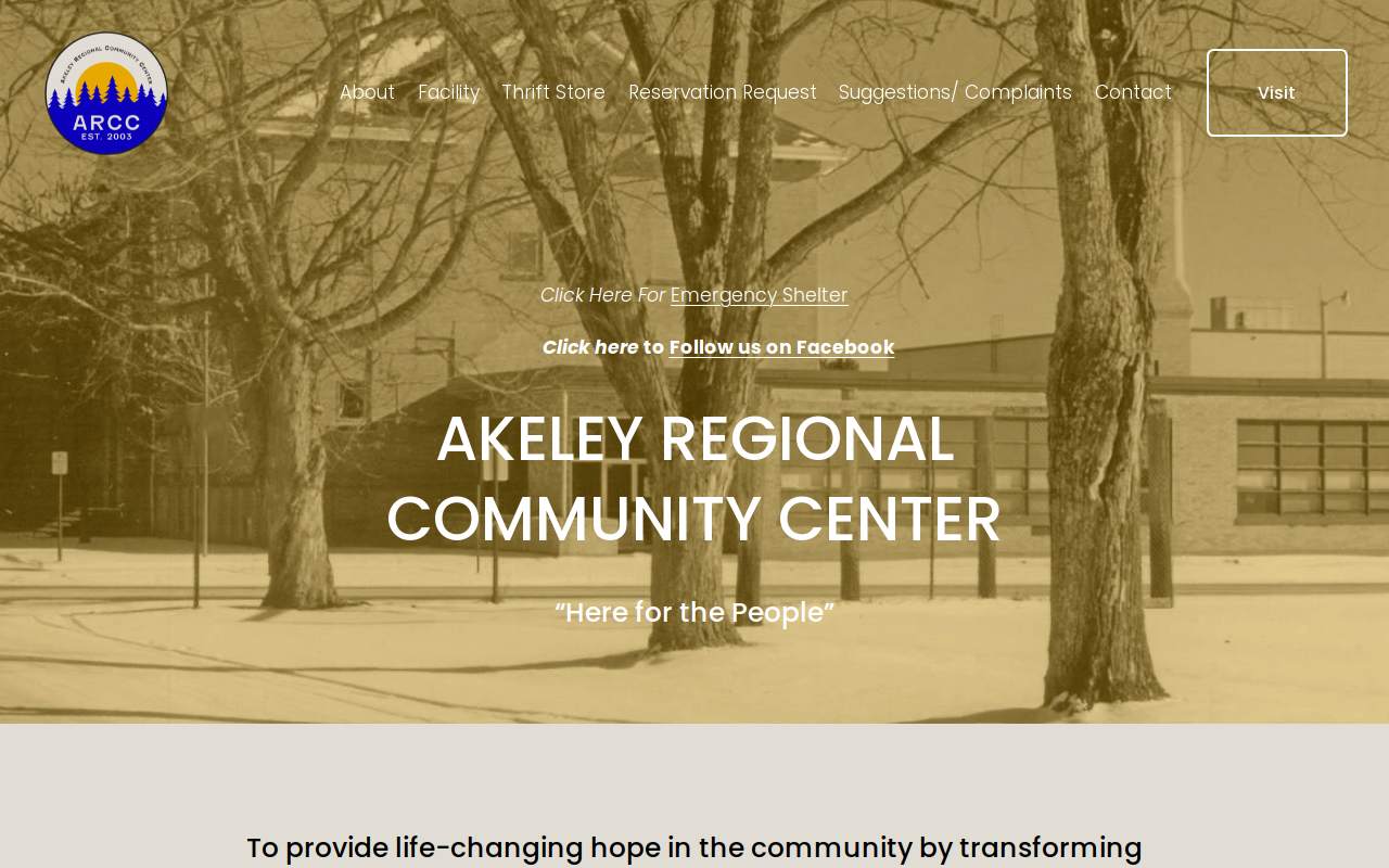ARCC Thrift Store website preview