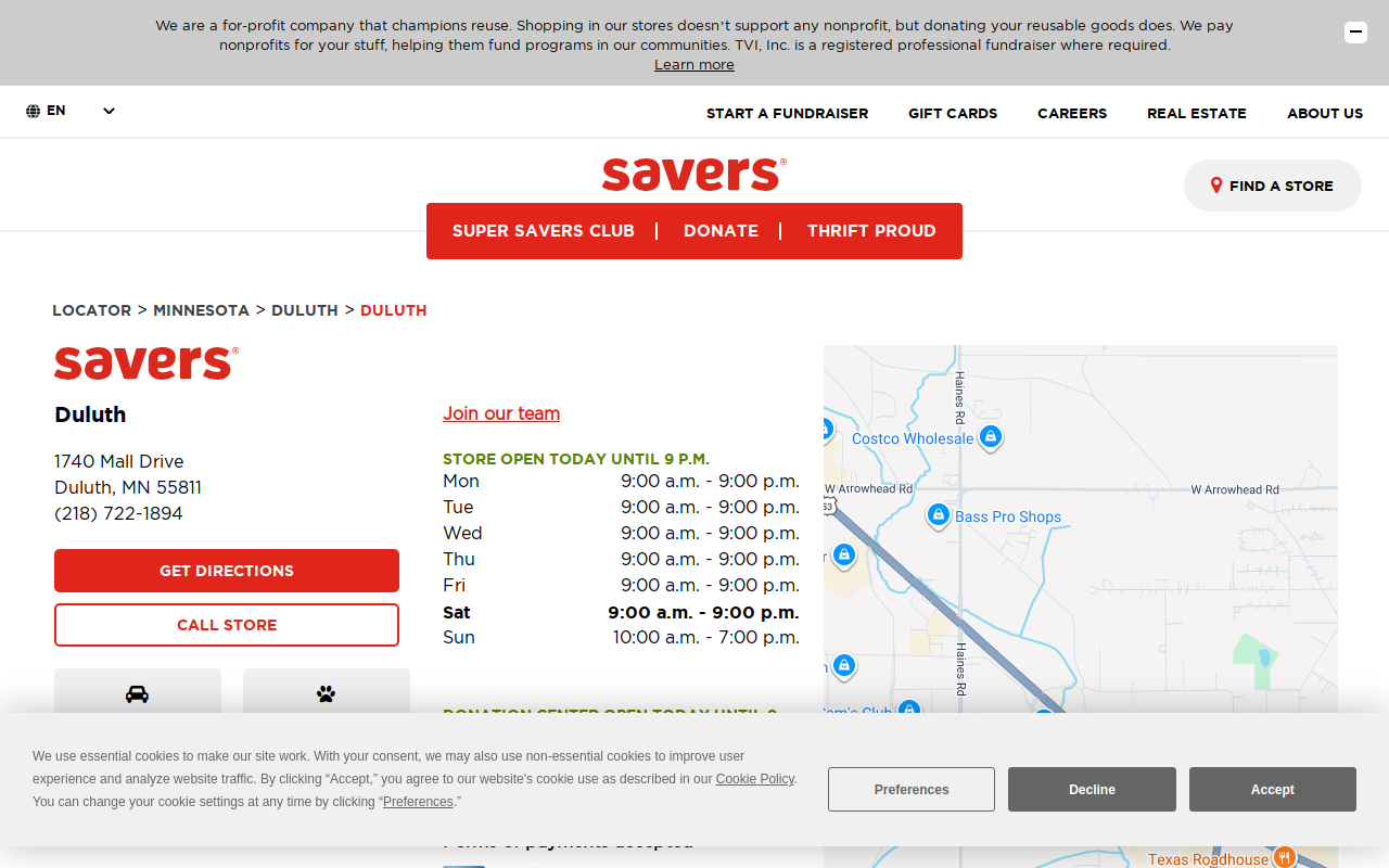 Savers website preview