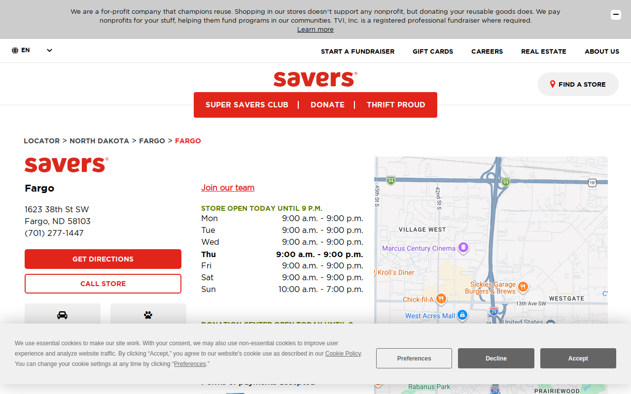 Savers website preview