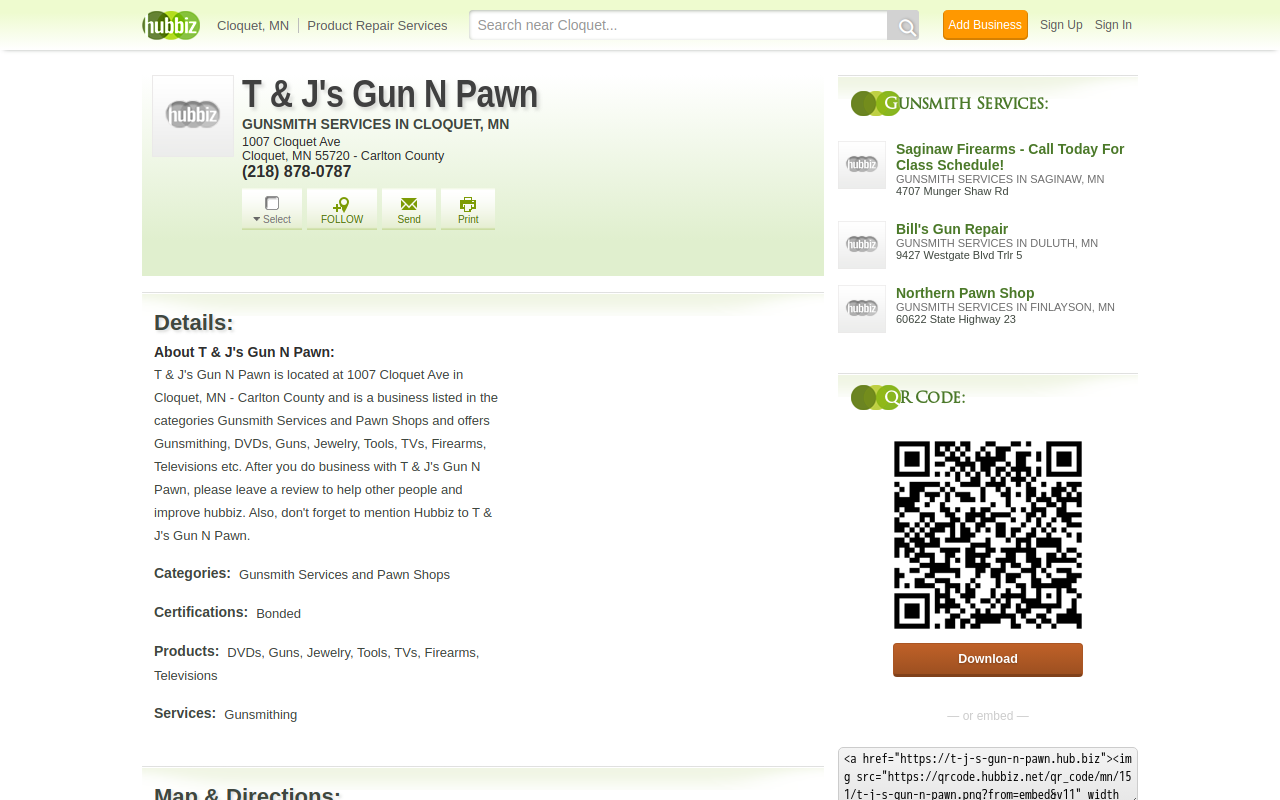 T & J's Gun N Pawn website preview