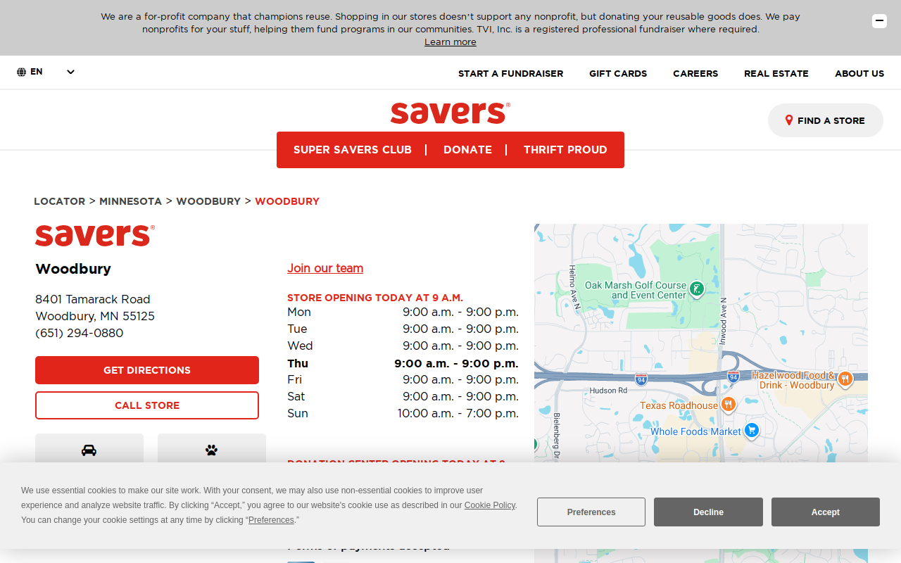 Savers website preview