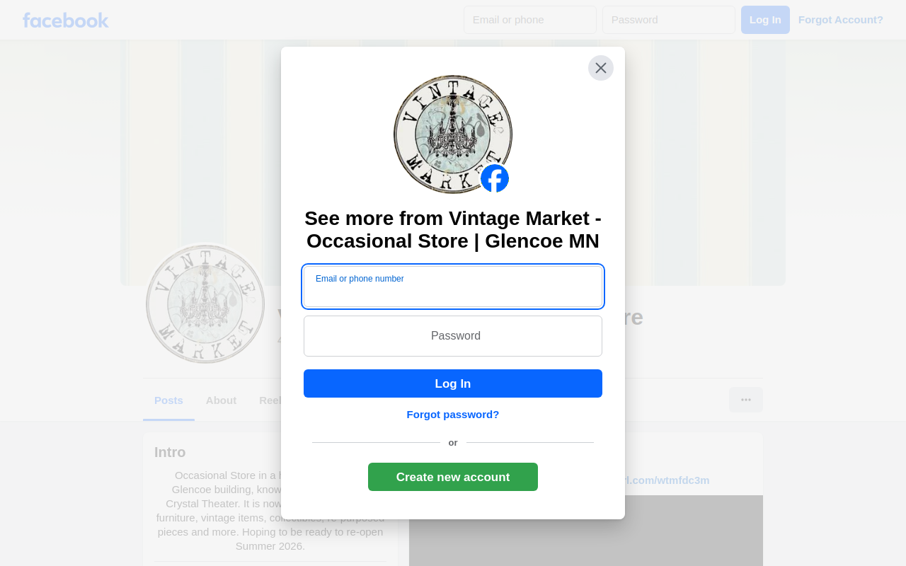 Vintage Market website preview