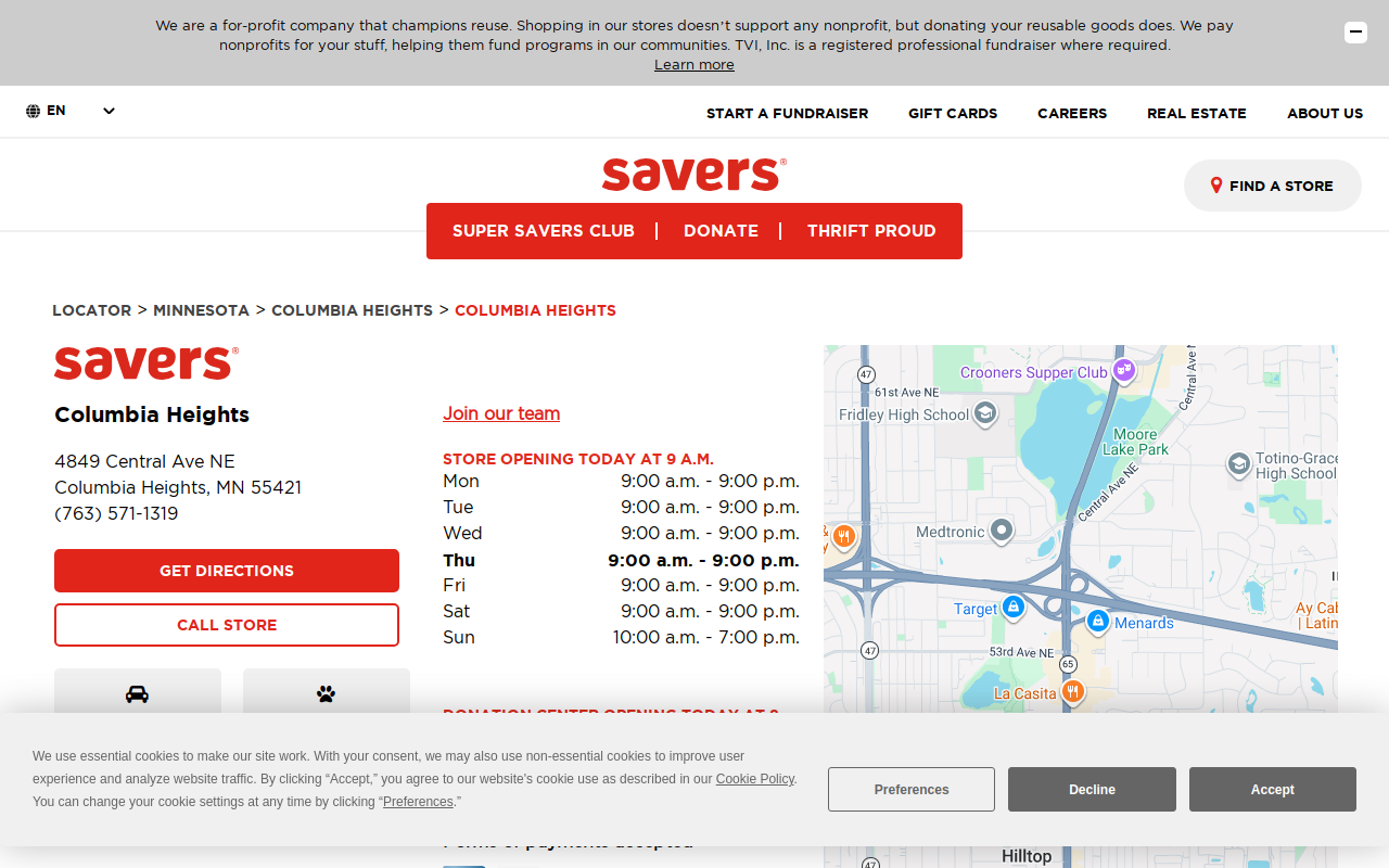 Savers website preview