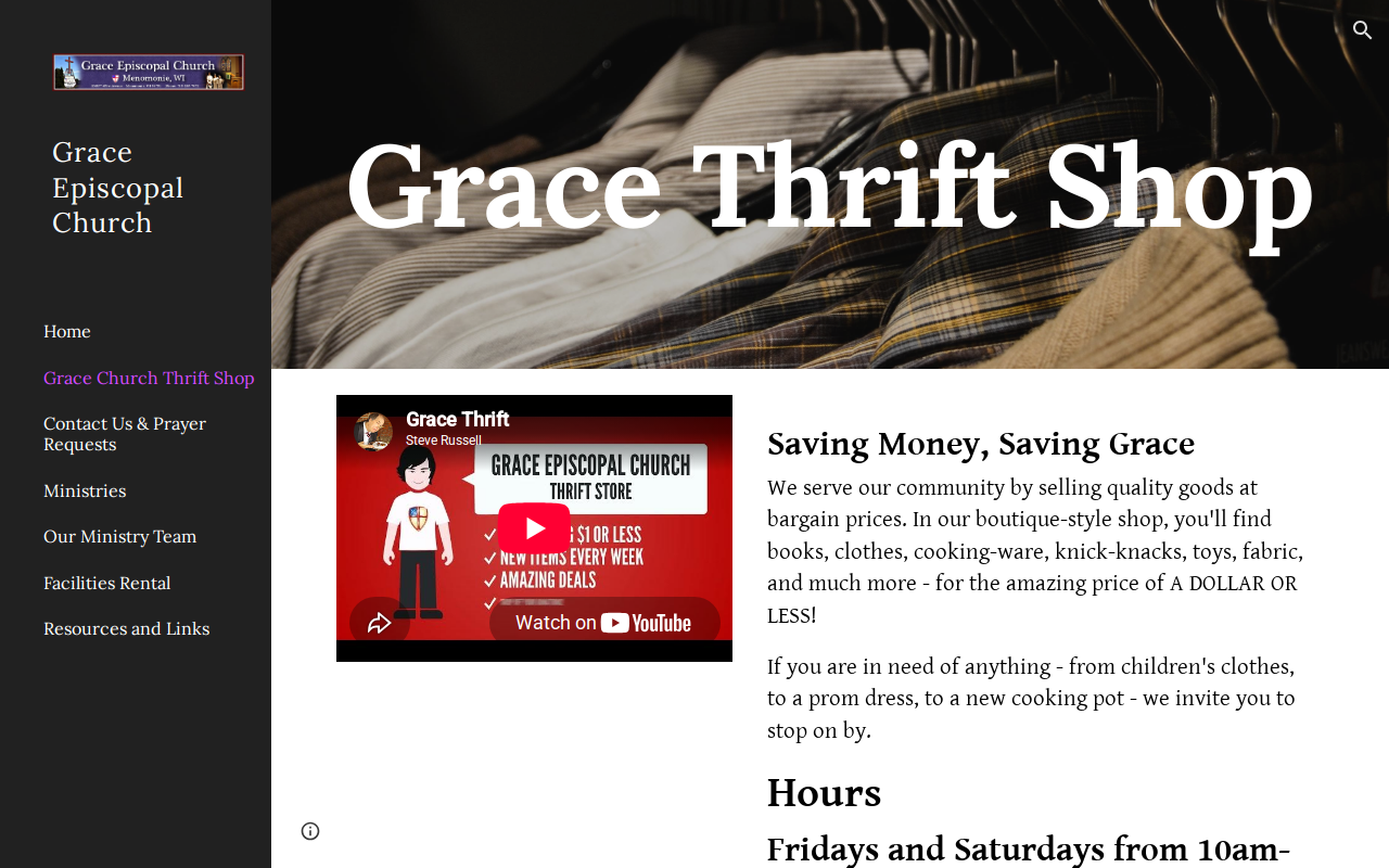 Grace Church Thrift Shop website preview