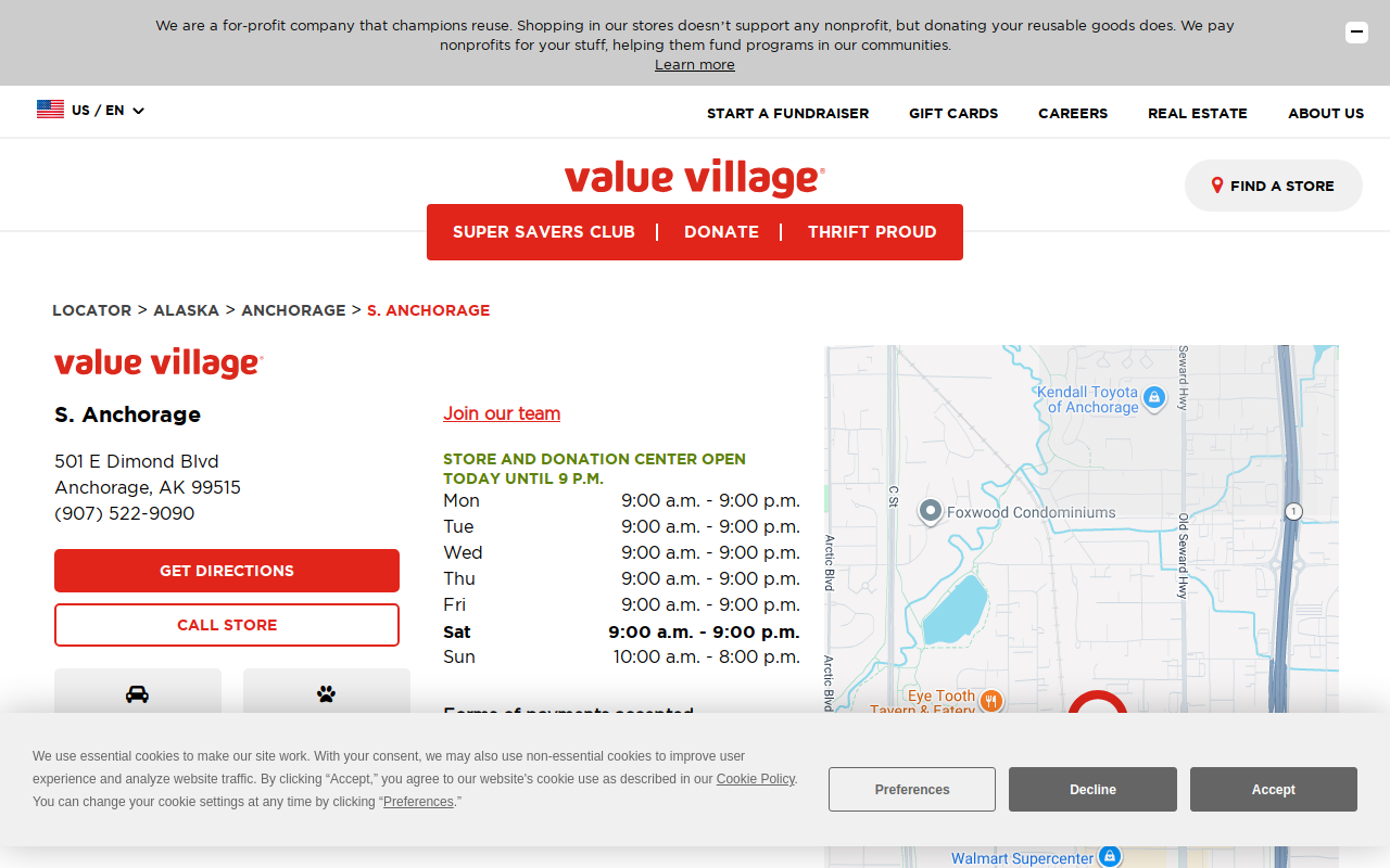 Value Village website preview
