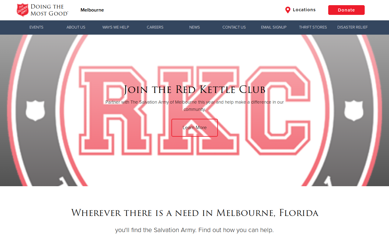 The Salvation Army website preview