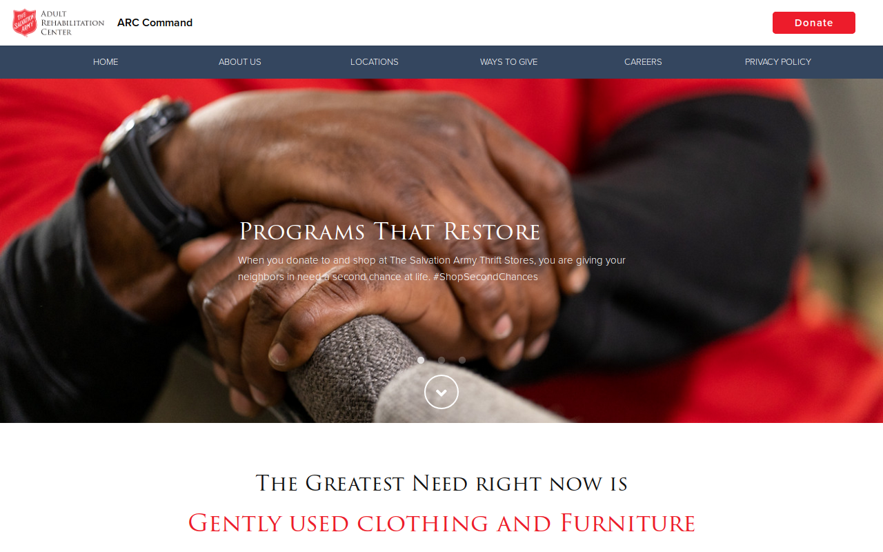 The Salvation Army website preview