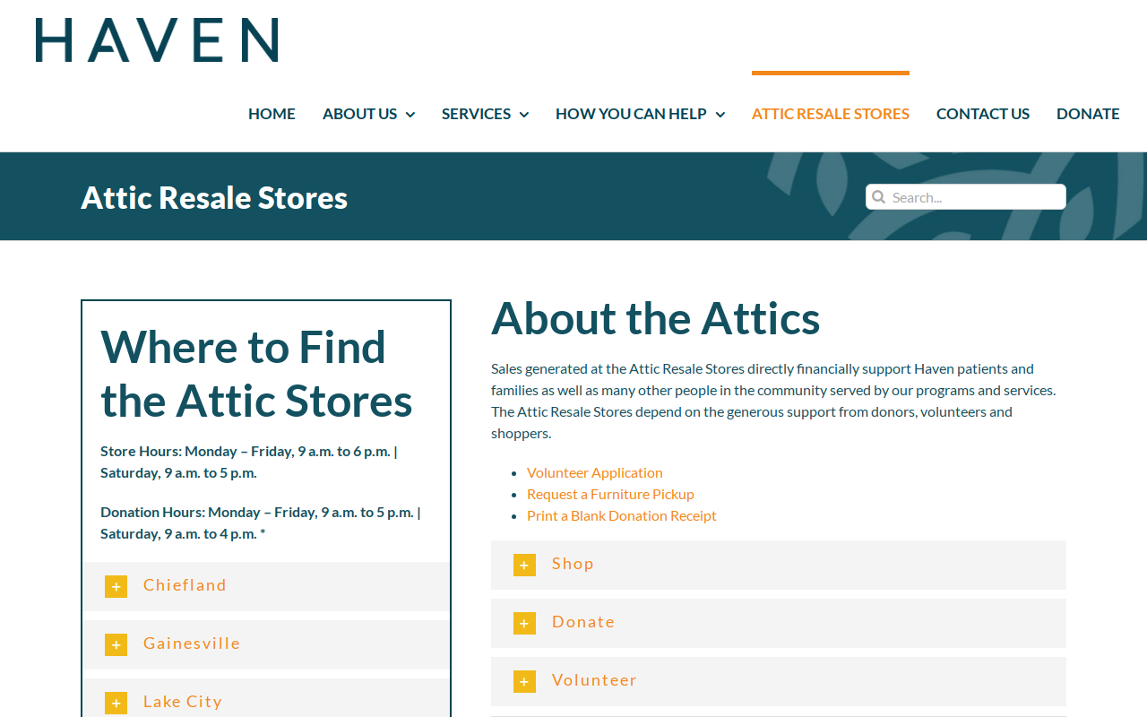 Chiefland Attic Resale Store website preview