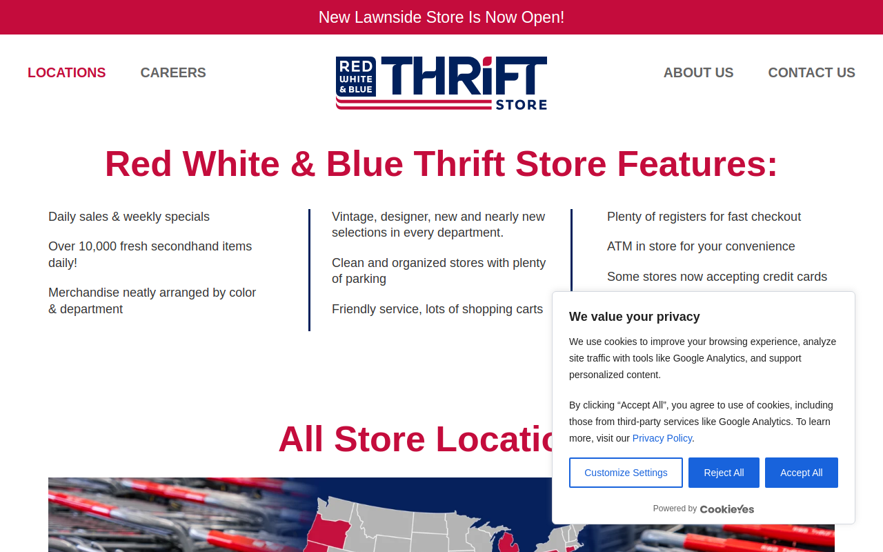 Red, White & Blue Thrift Store website preview