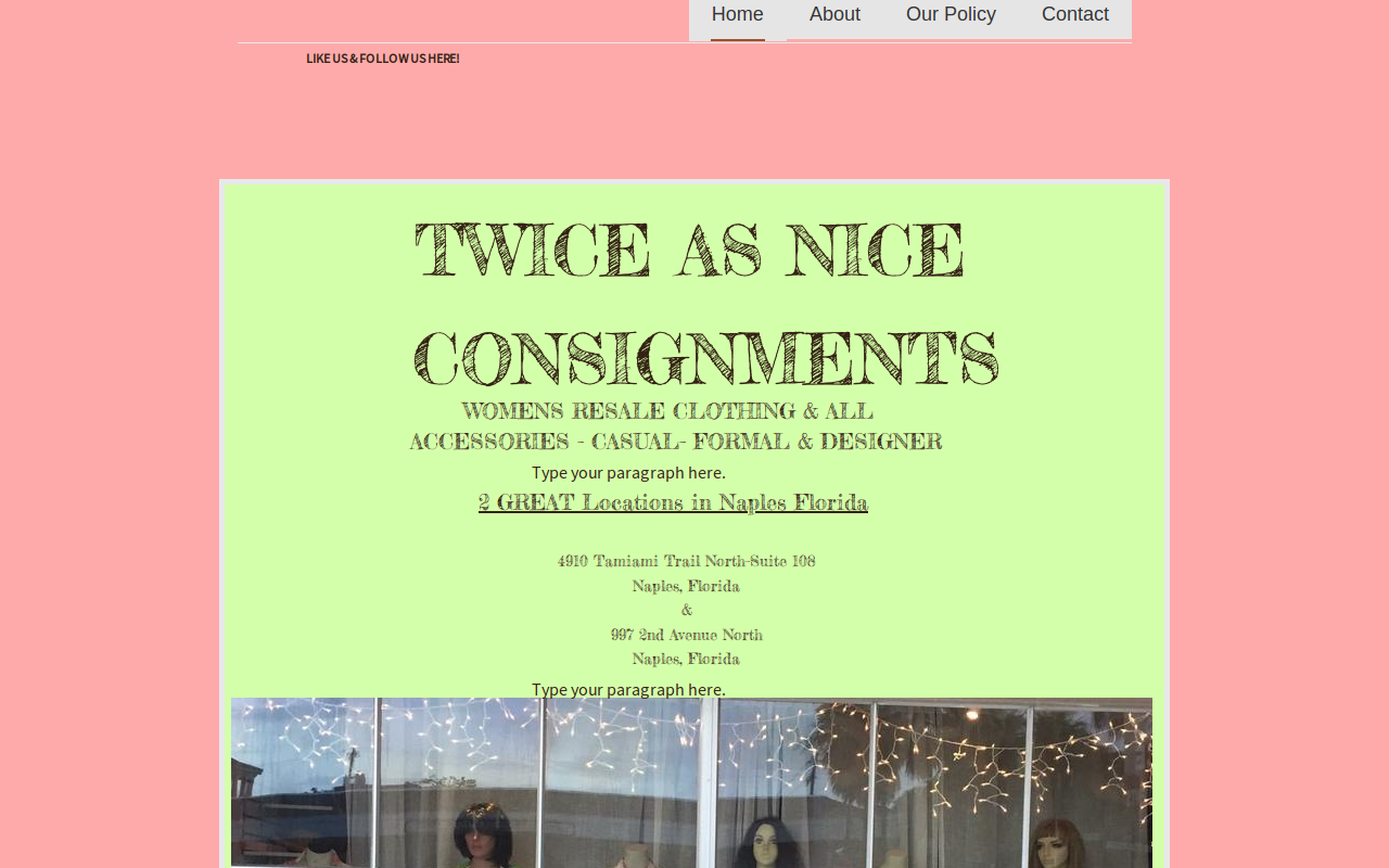 Twice As Nice Consignments website preview