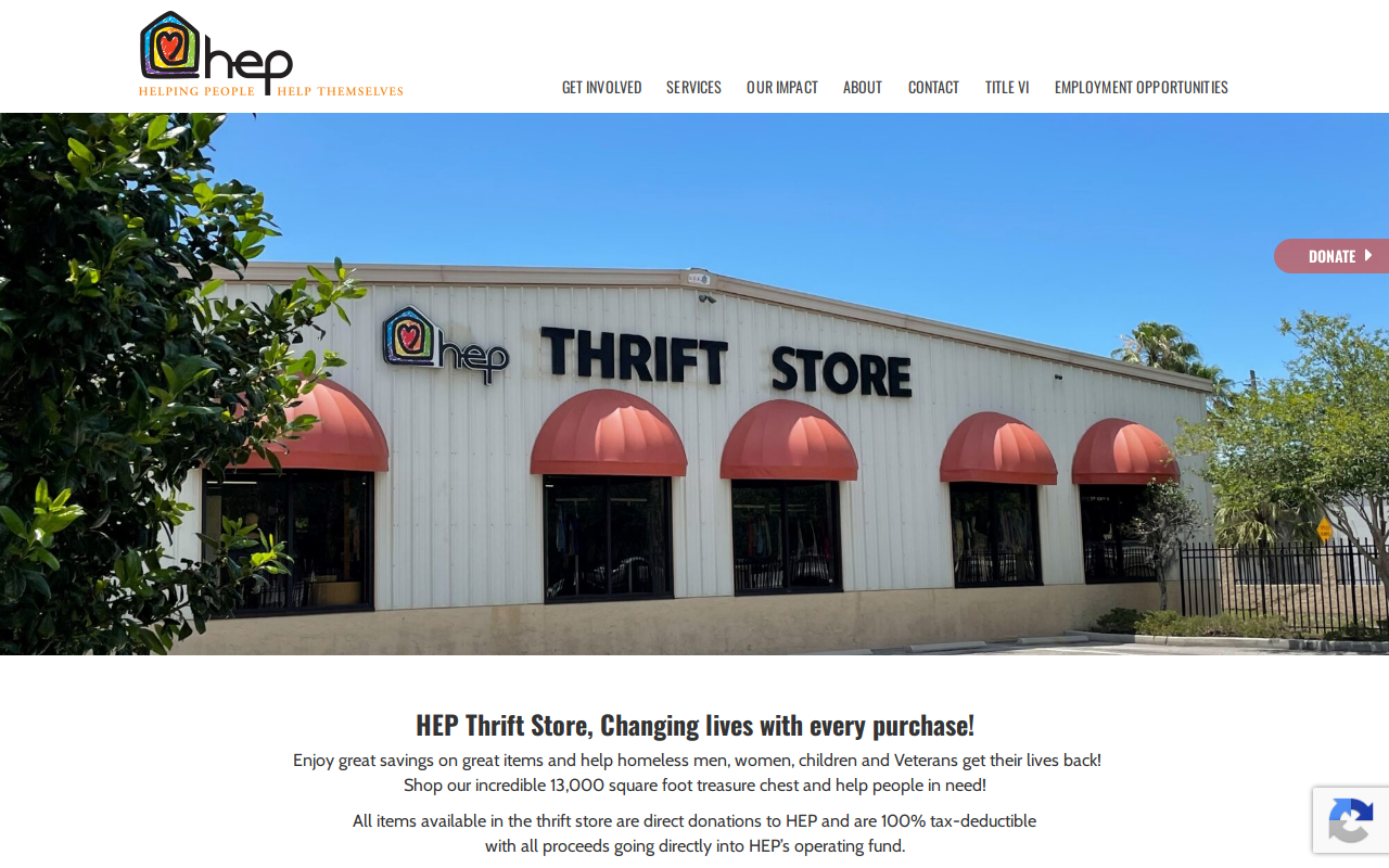 hep Thrift Store website preview