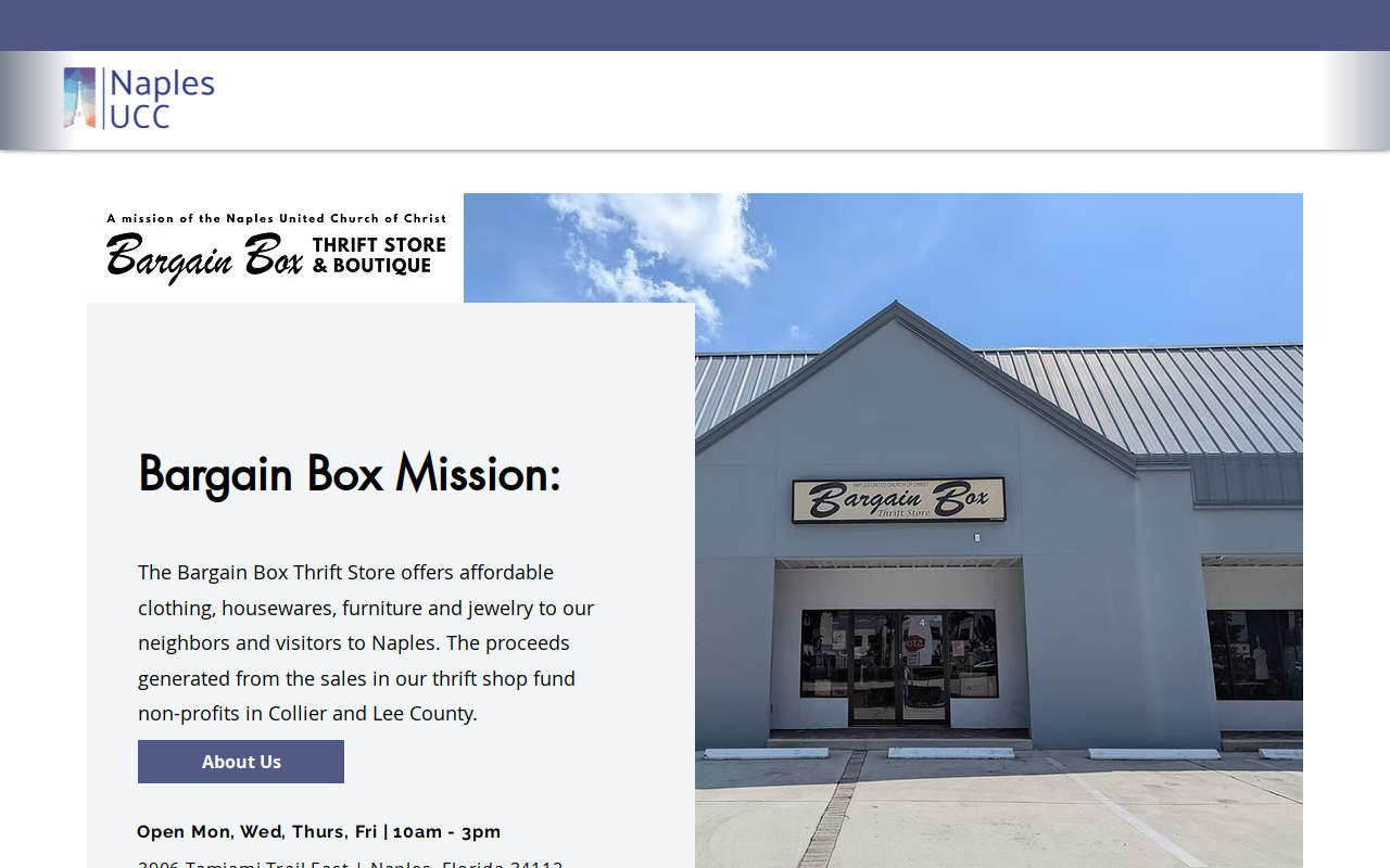 Bargain Box Thrift Store website preview