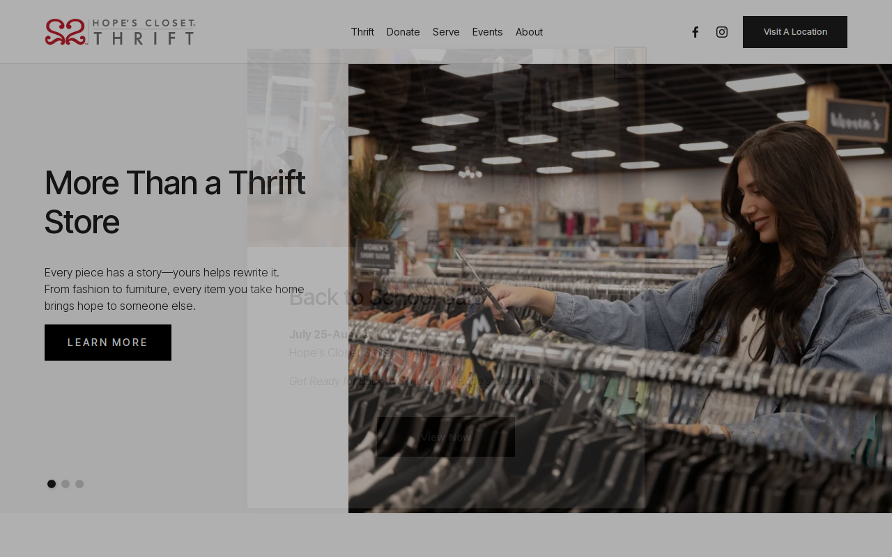 Hope's Closet Thrift Store website preview