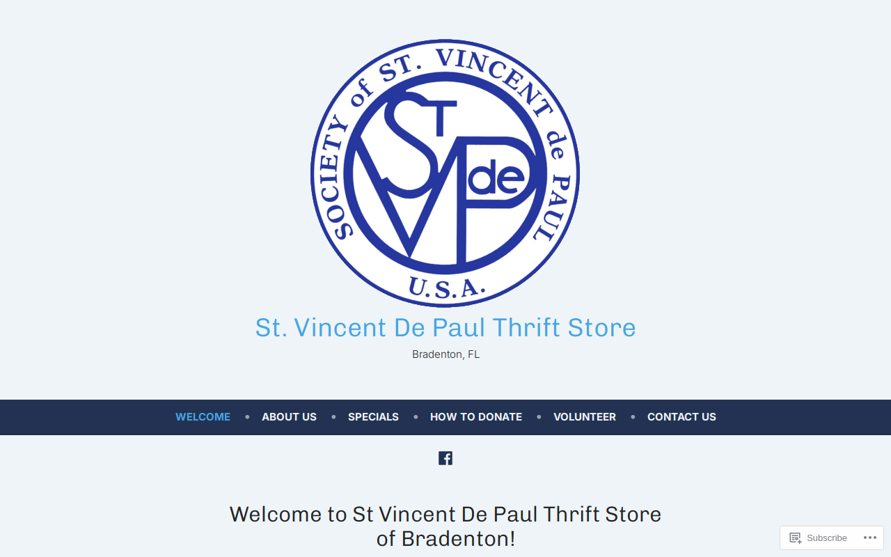 Saint Vincent de Paul Thrift Store website preview