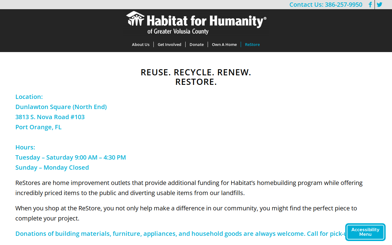 Habitat for Humanity ReStore website preview