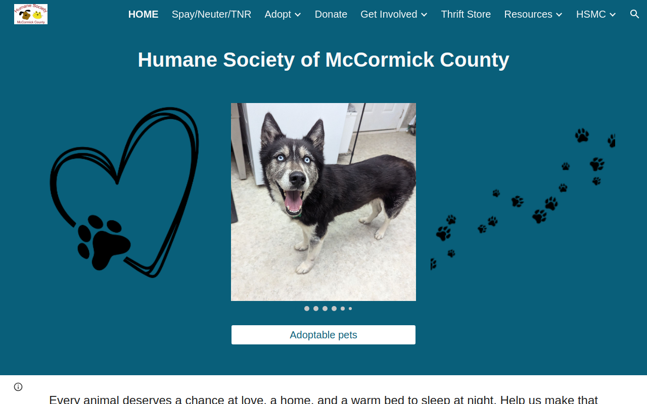 Humane Society Thrift Store website preview