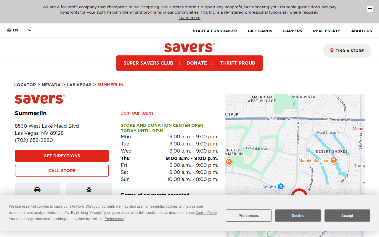 Savers website preview