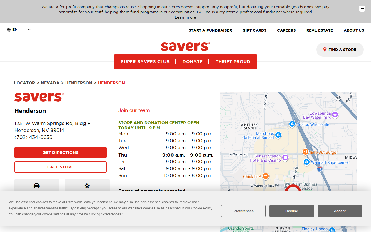Savers website preview