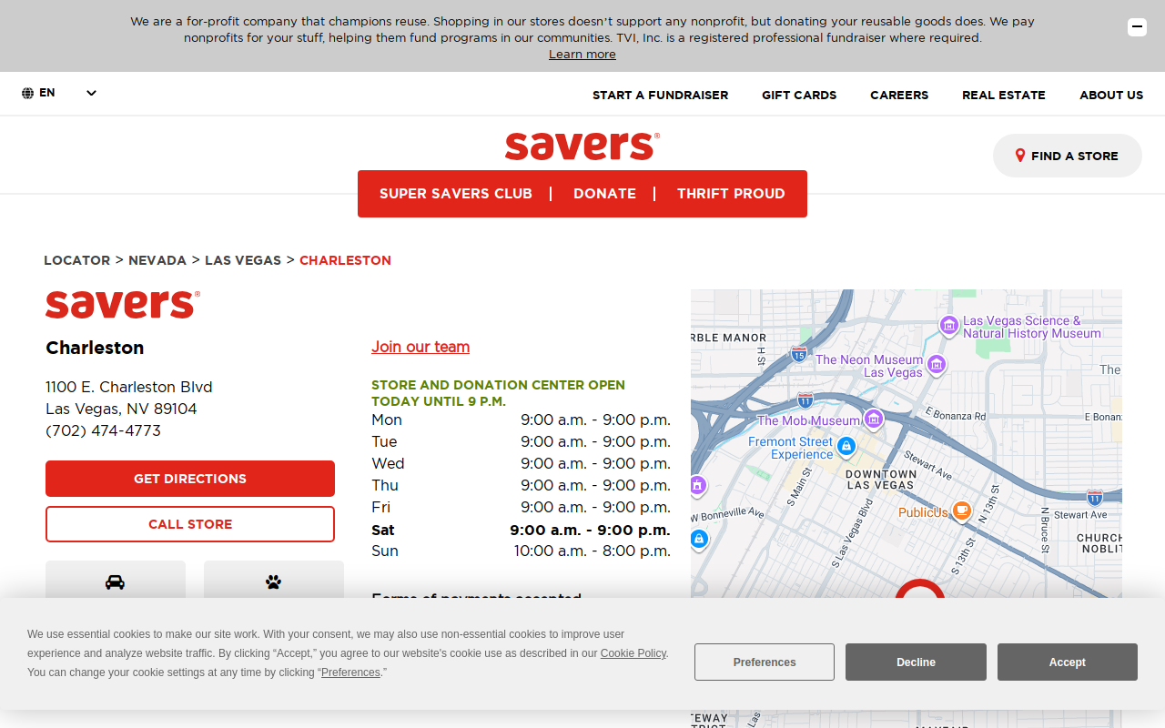 Savers website preview