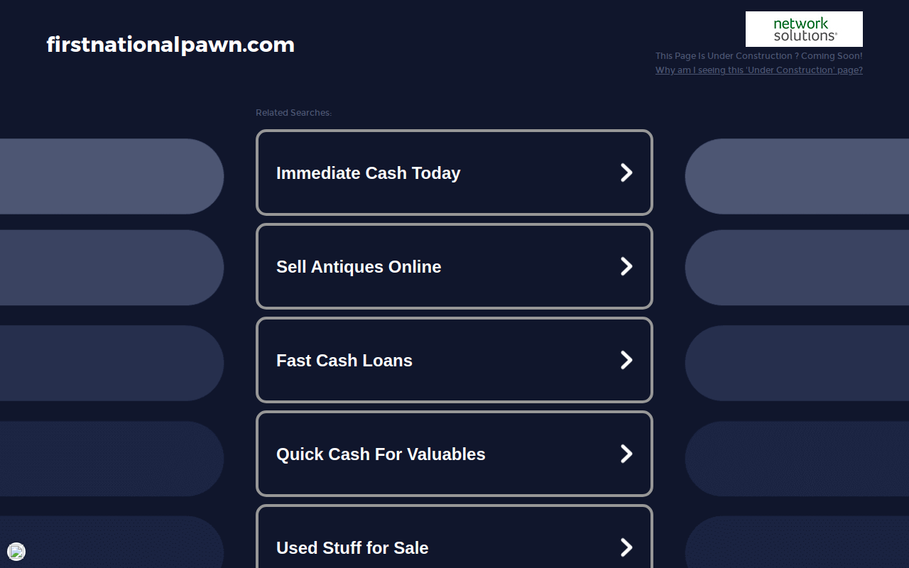 First Security Pawn website preview