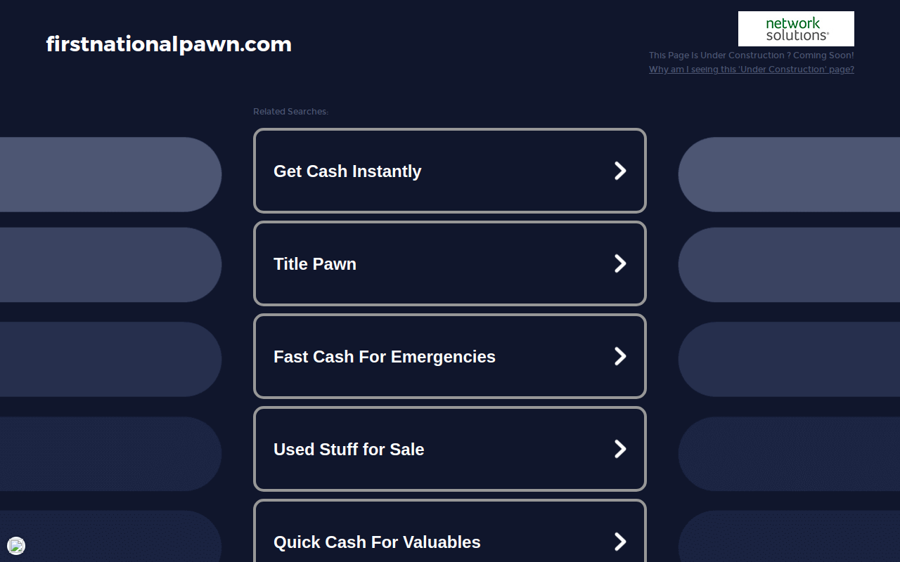 First National Pawn website preview