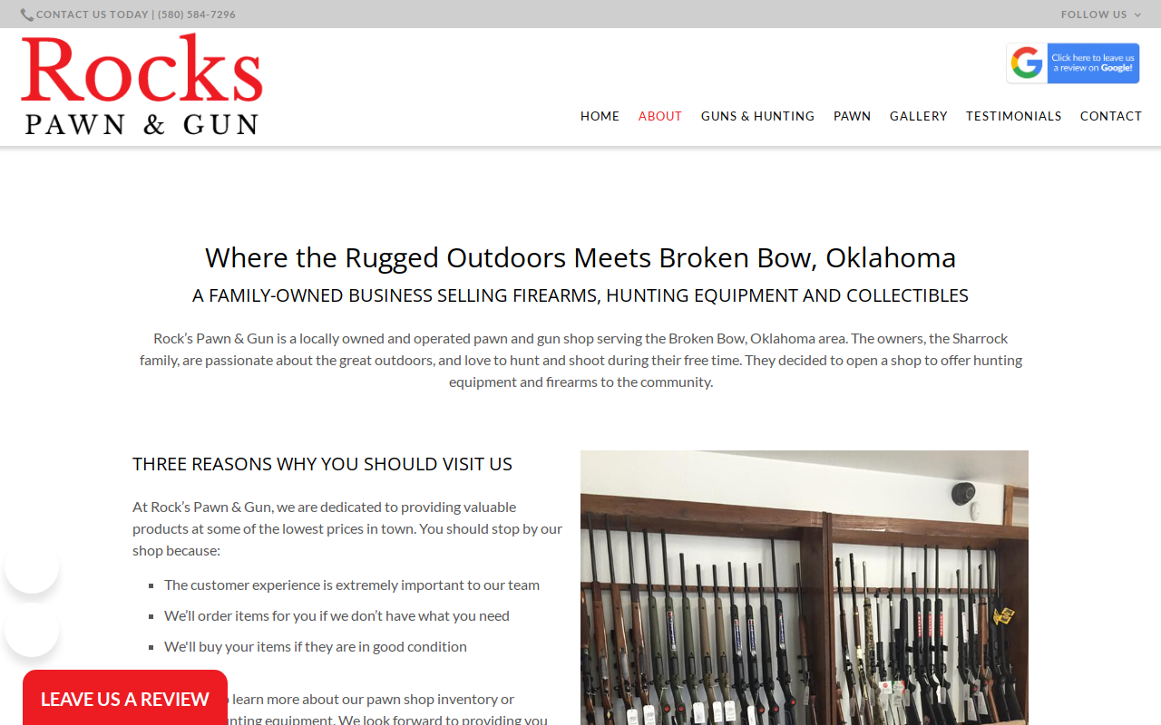 Rock's Pawn and Gun website preview