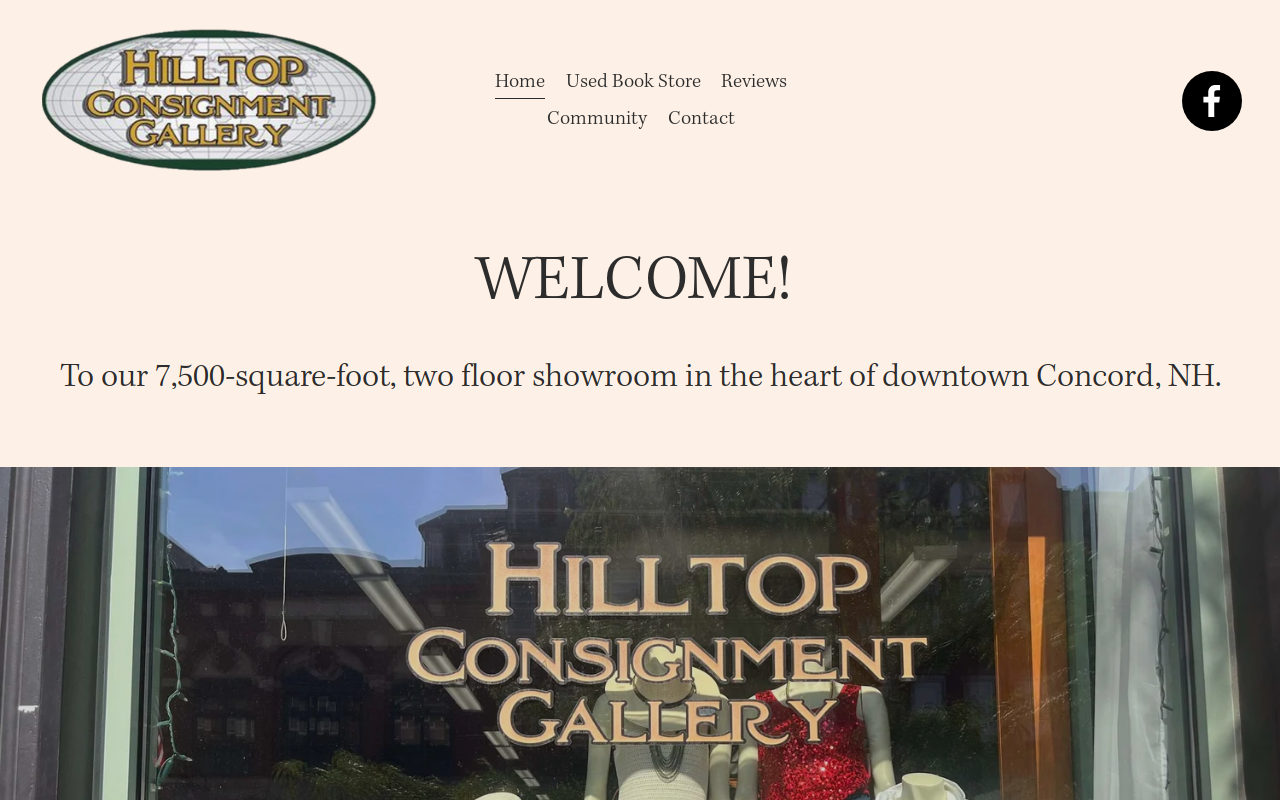 Hilltop Consignment Gallery website preview