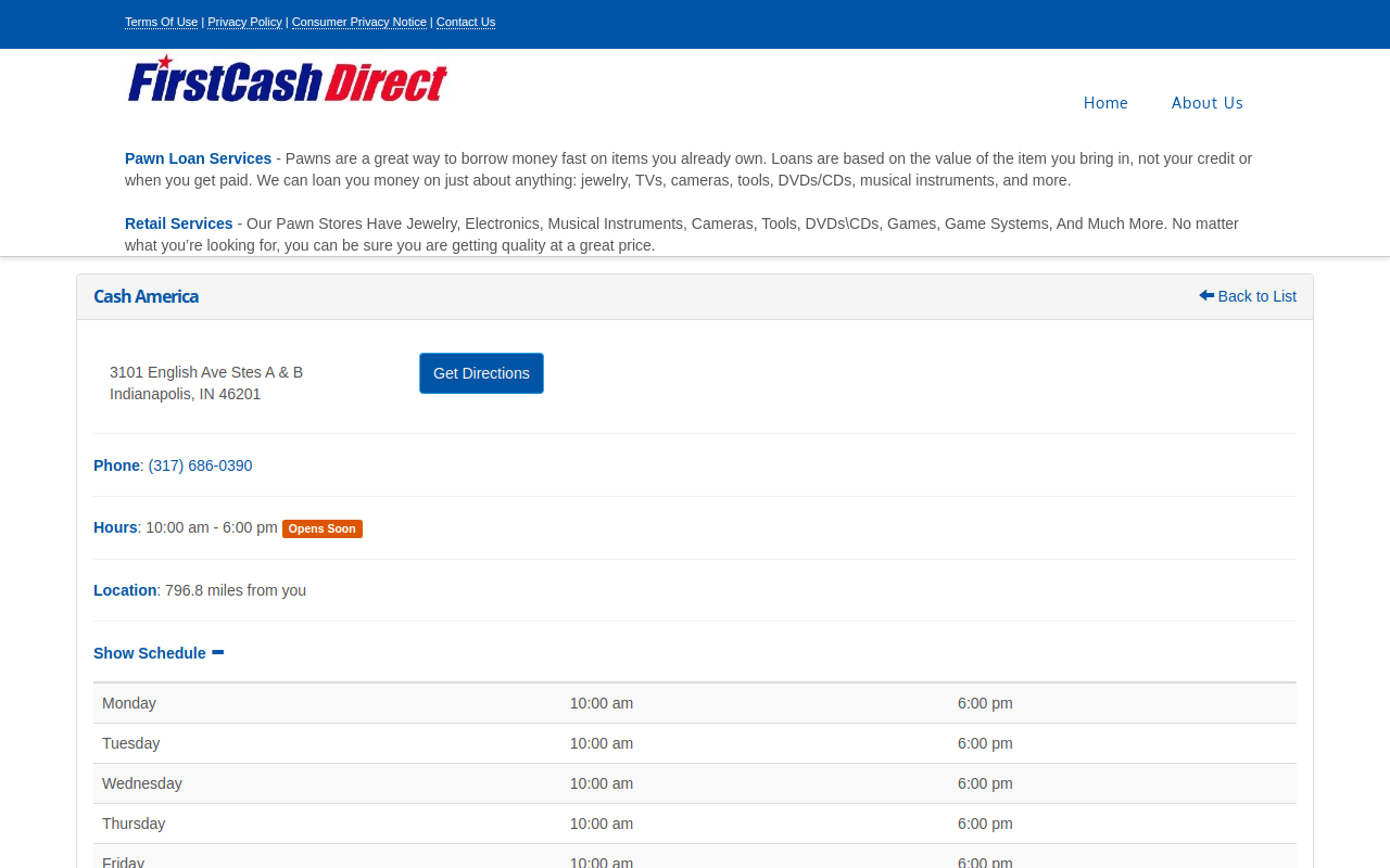 Cash America Pawn website preview