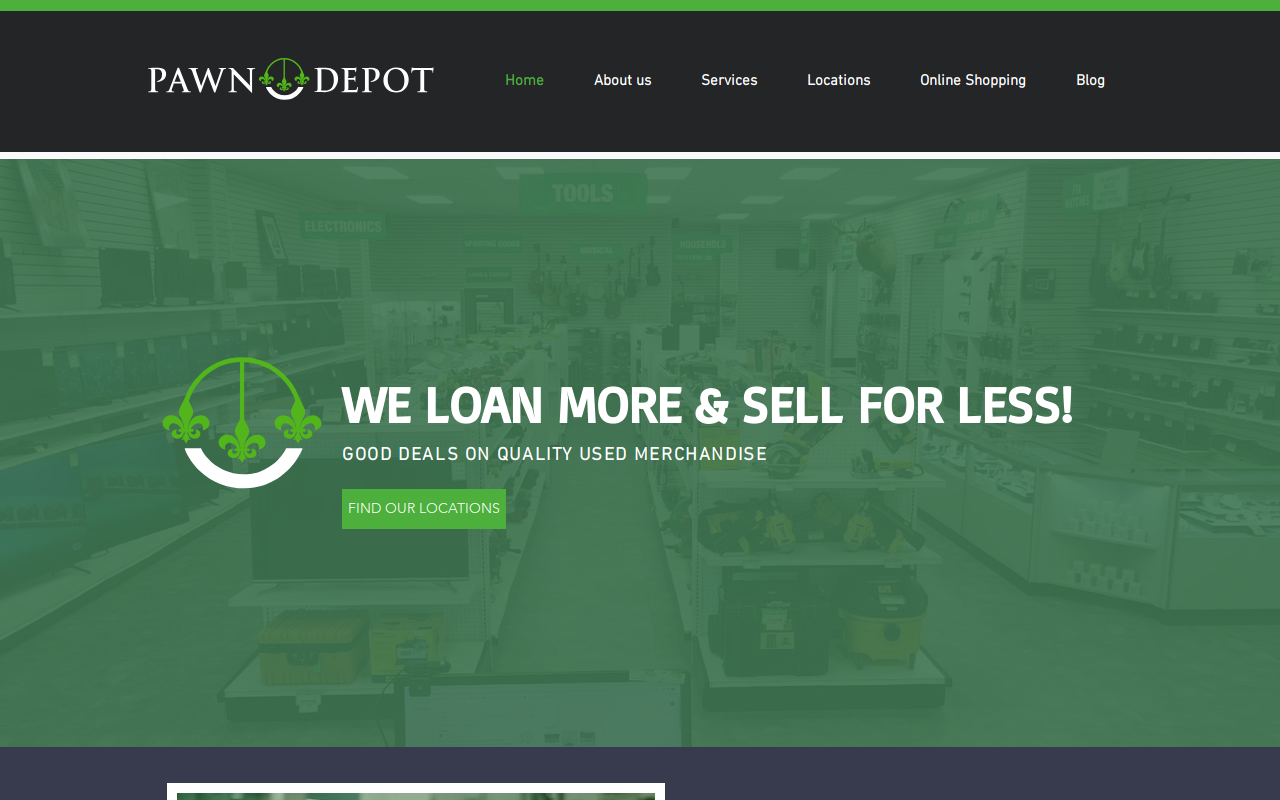 Pawn Depot of Hammond website preview