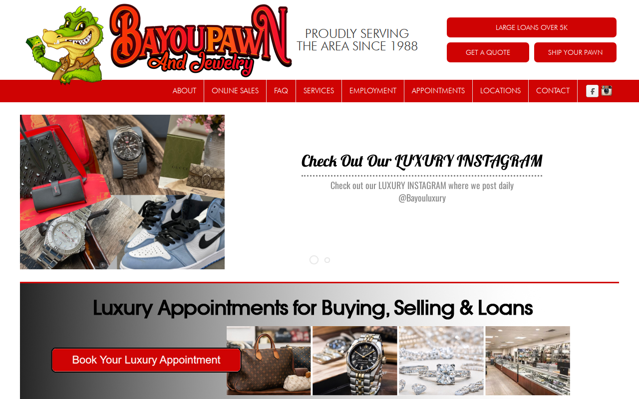Bayou Pawn website preview