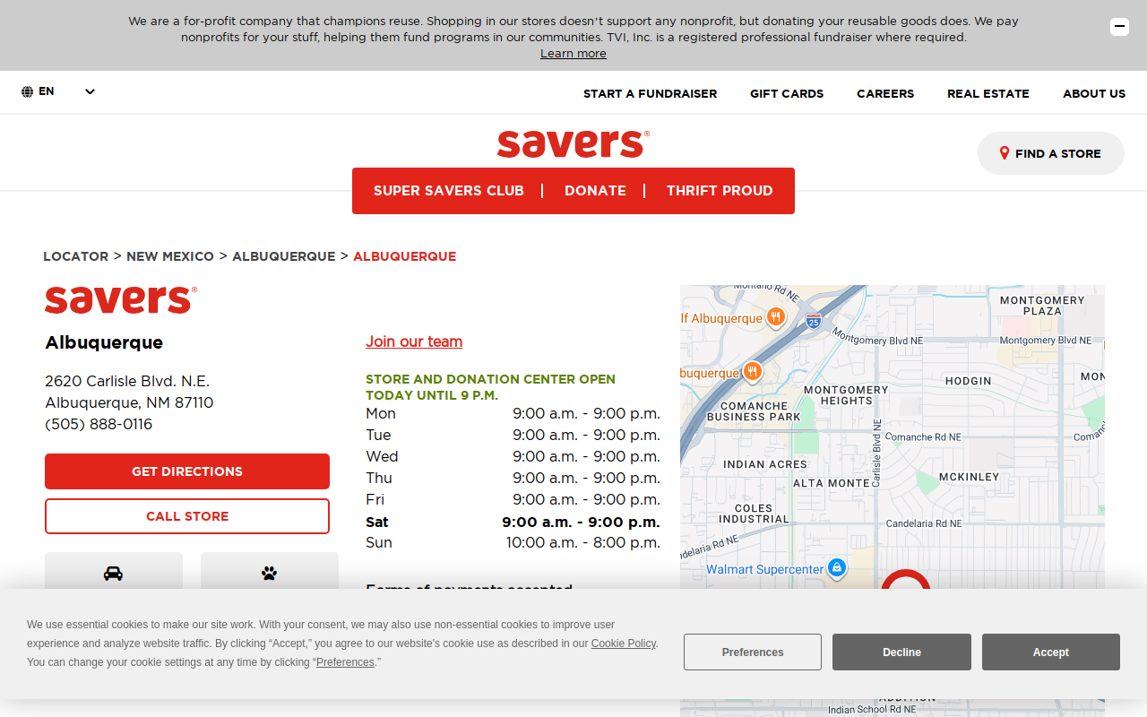 Savers website preview
