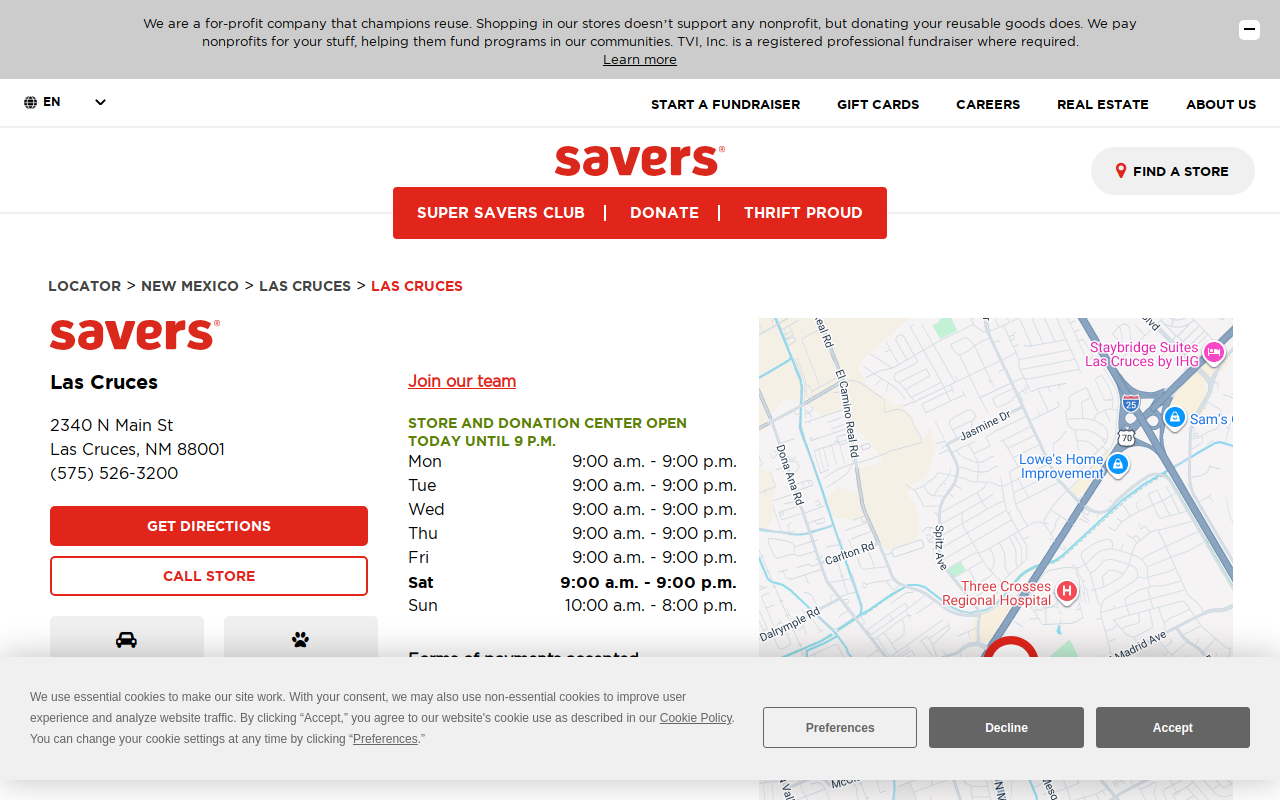 Savers website preview