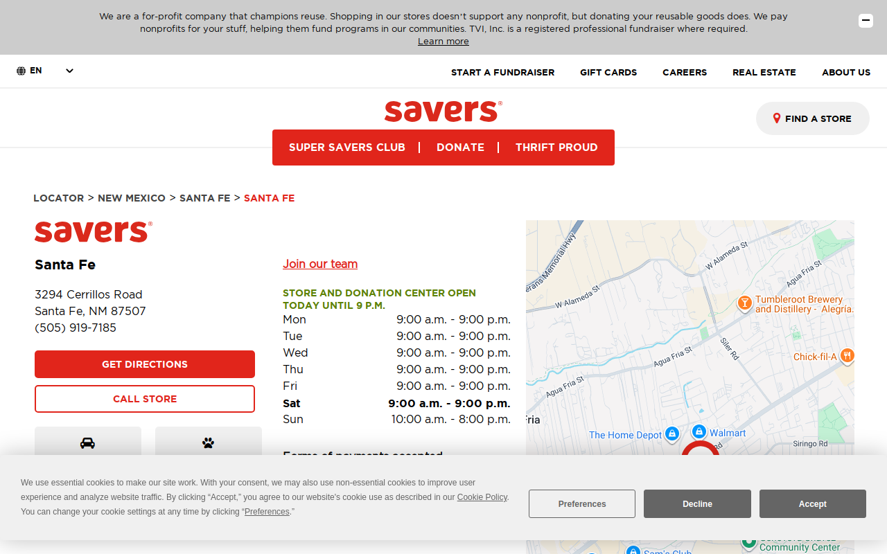 Savers website preview