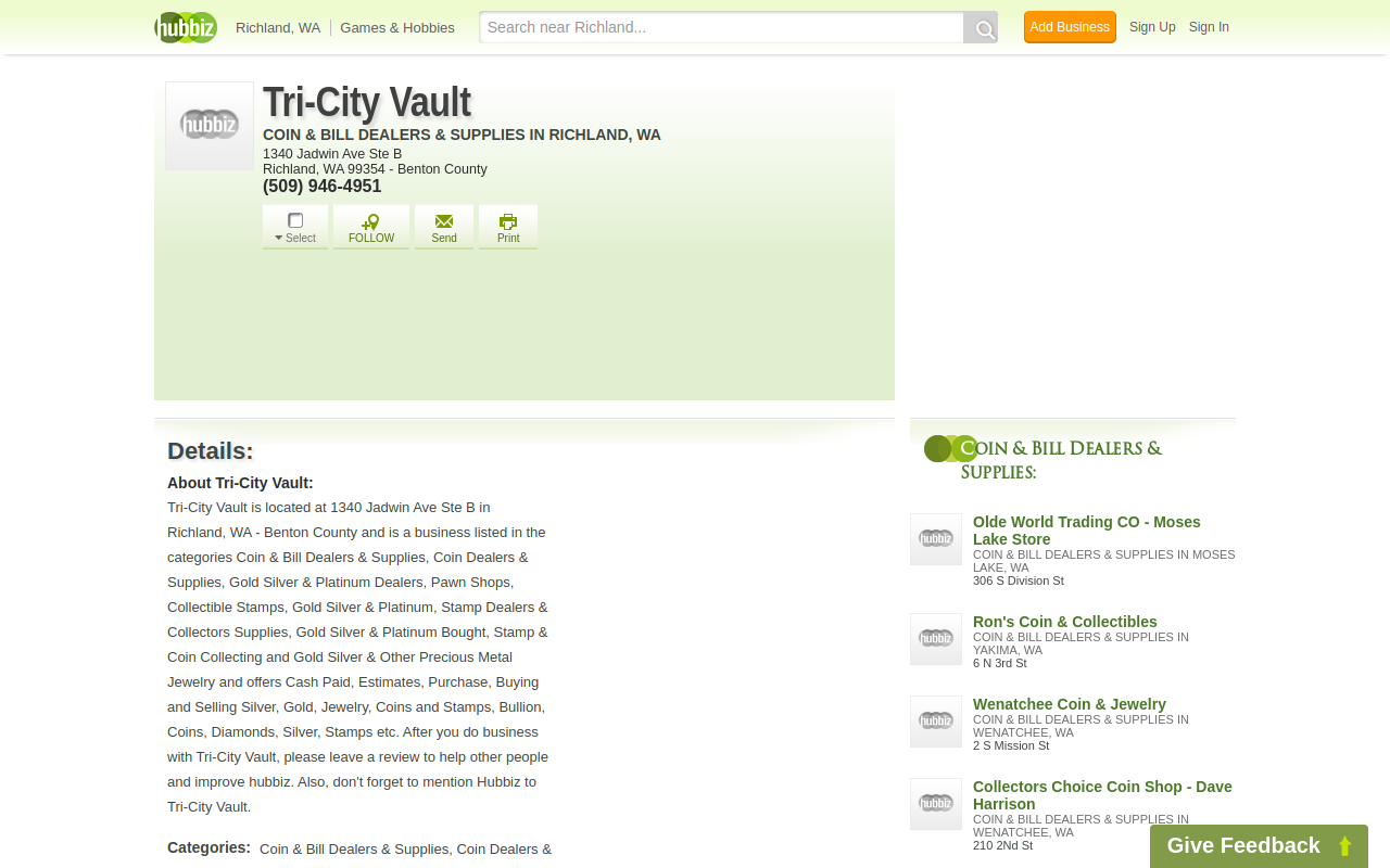 Tri-City Vault website preview