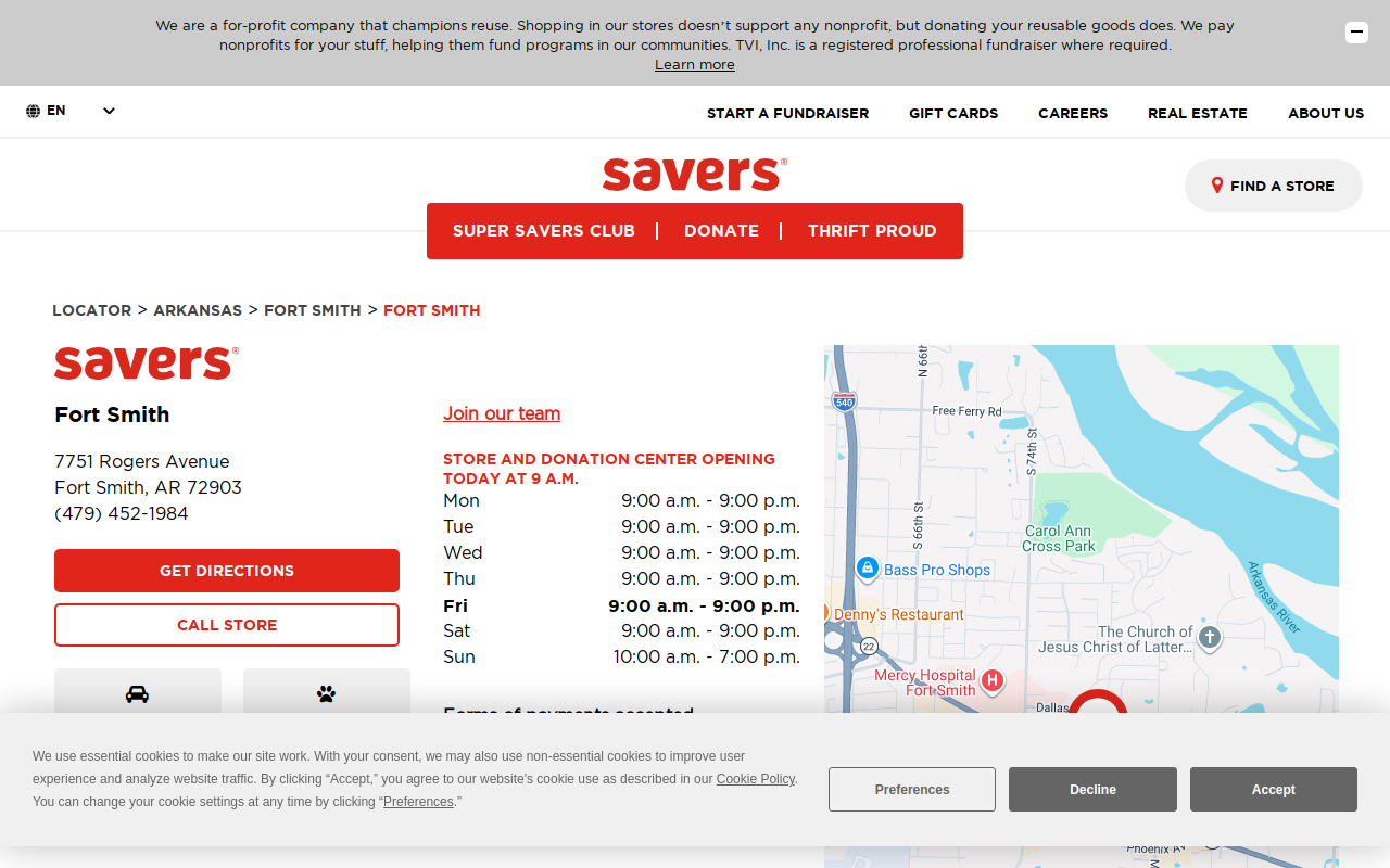 Saver's website preview