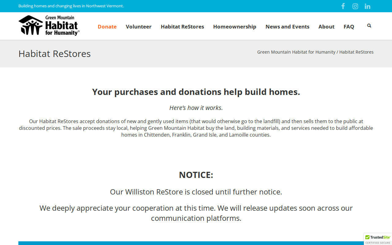 Habitat ReStore website preview