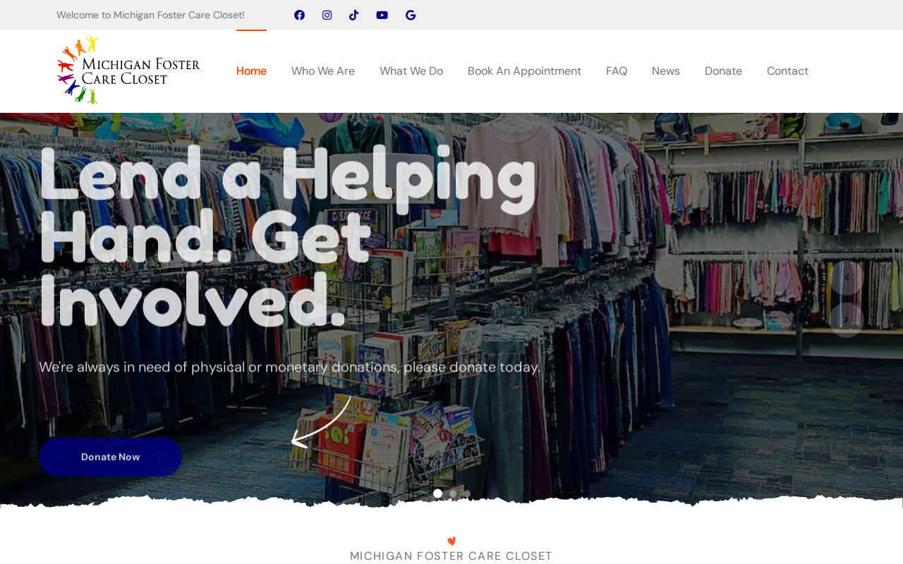 Michigan Foster Care Closet website preview