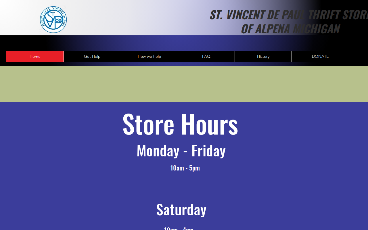 Saint Vincent de Paul Thrift Store website preview