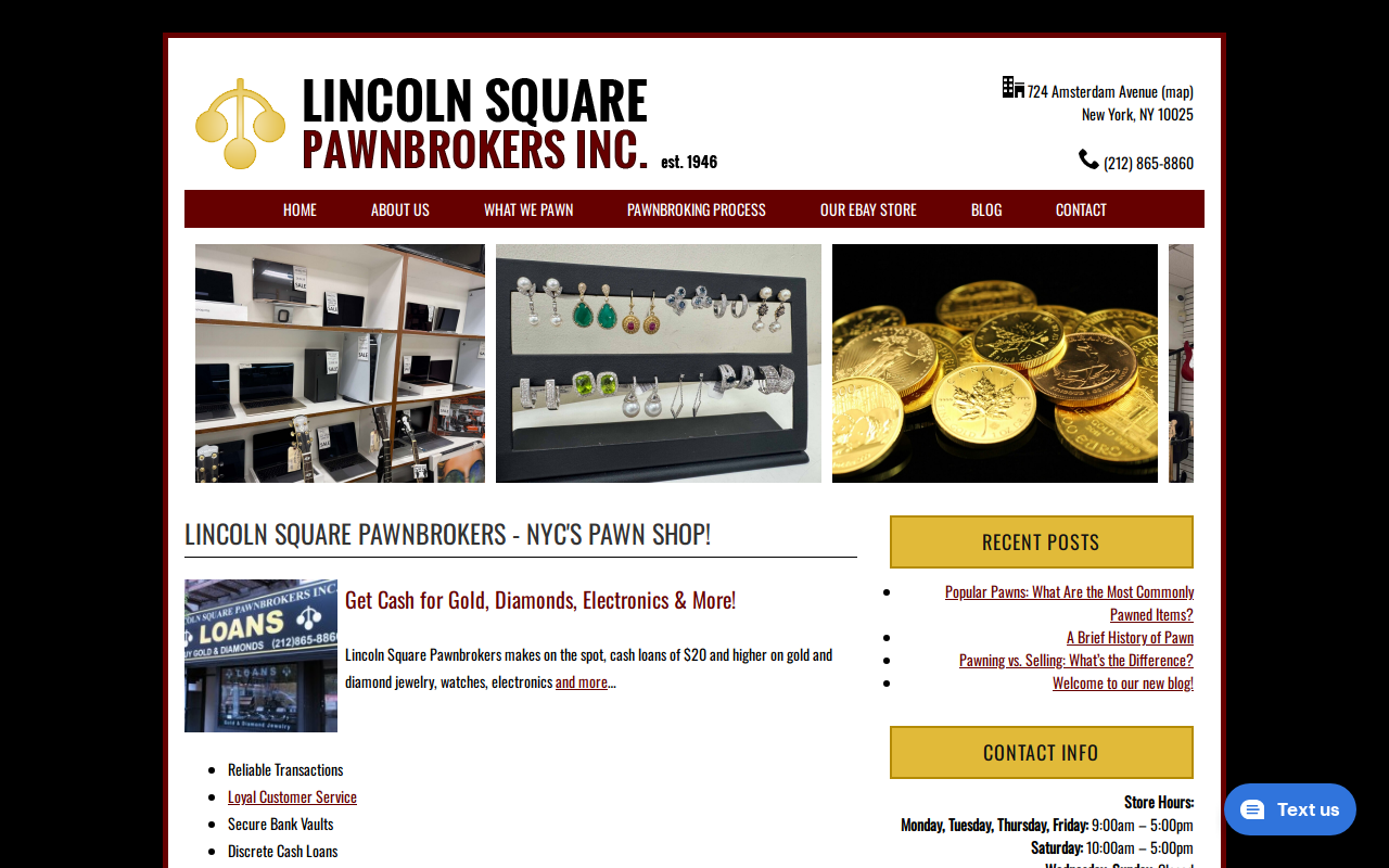 Lincoln Square Pawnbrokers website preview