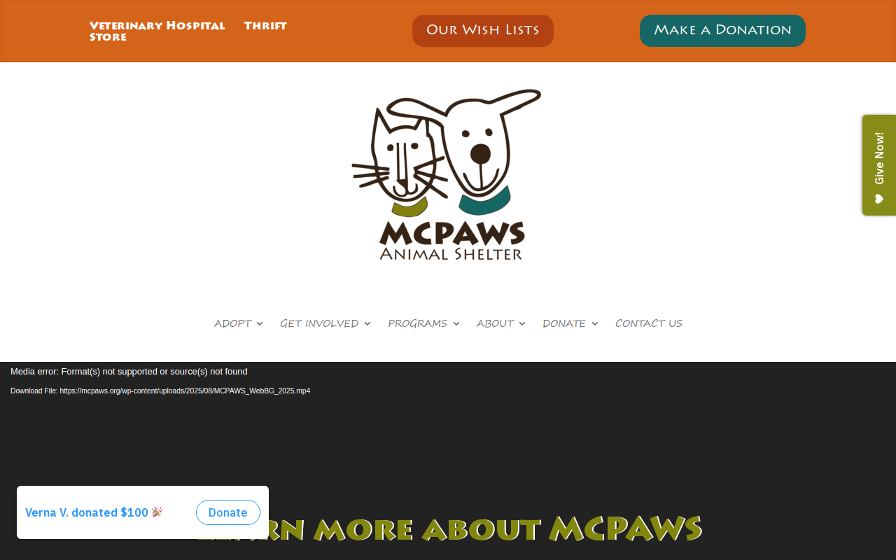 McPaws Thrift Store website preview