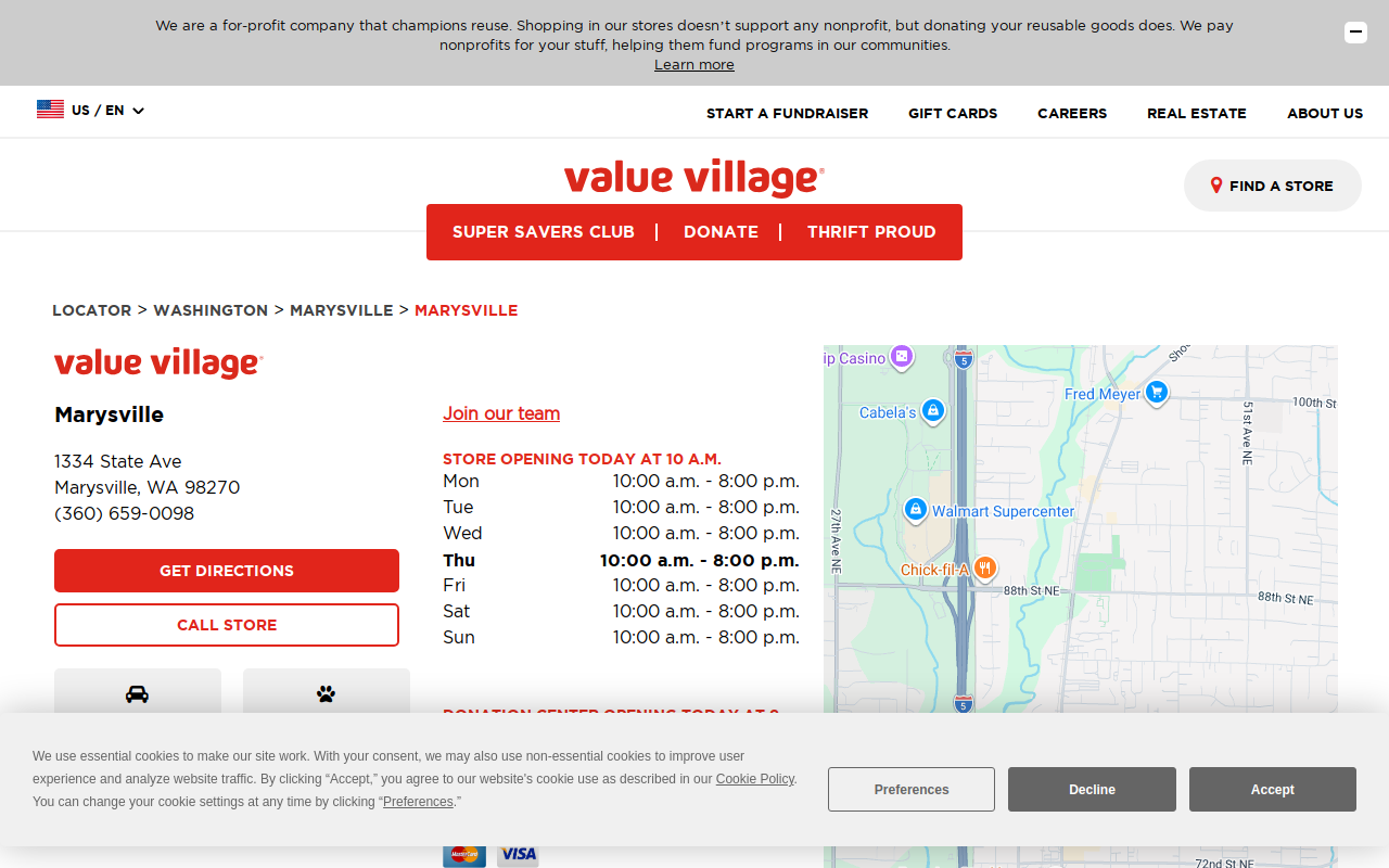 Value Village website preview