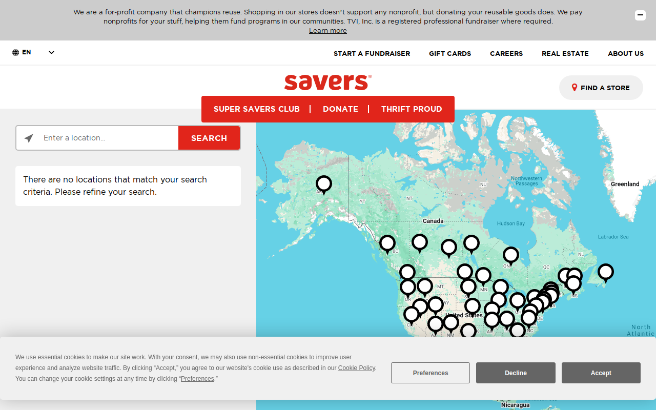 Value Village website preview
