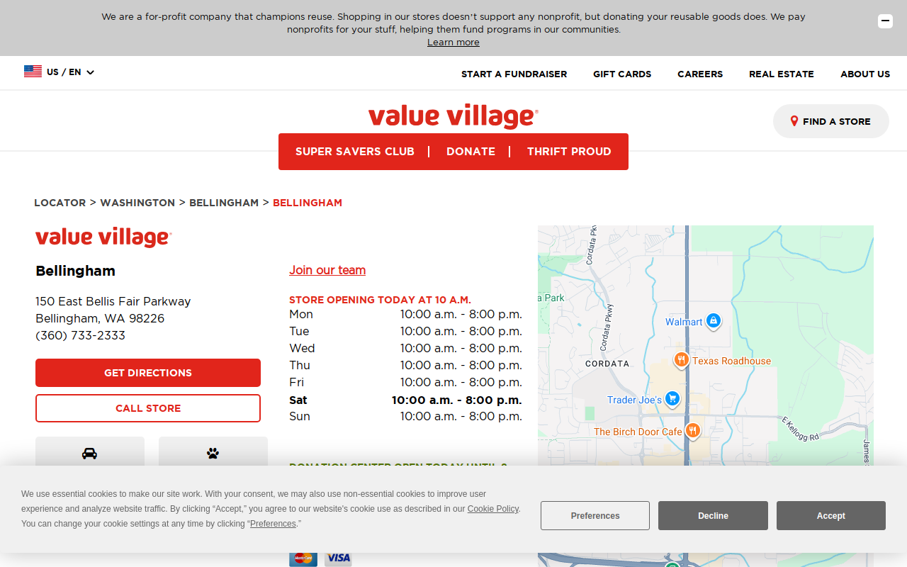Value Village website preview