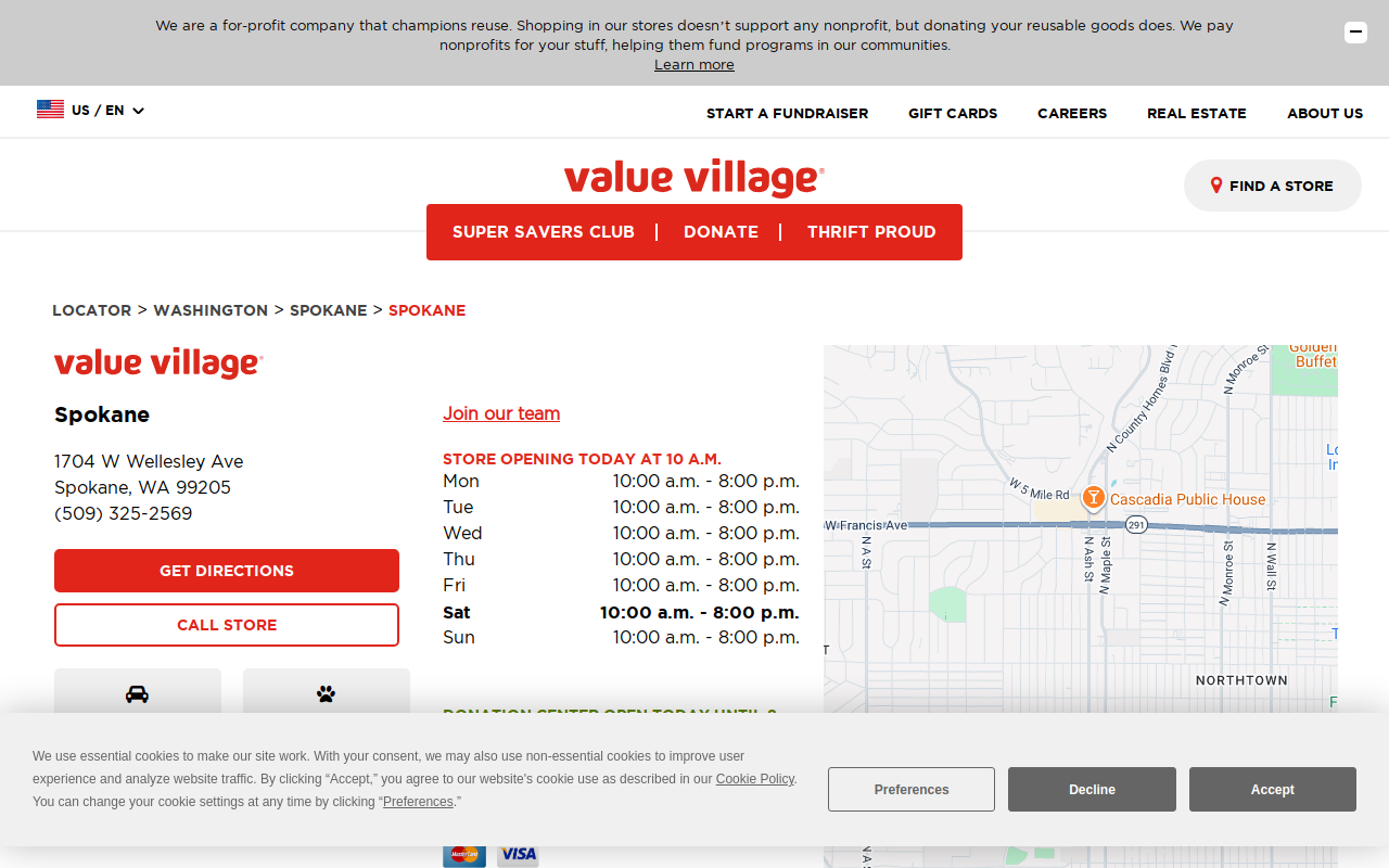 Value Village website preview