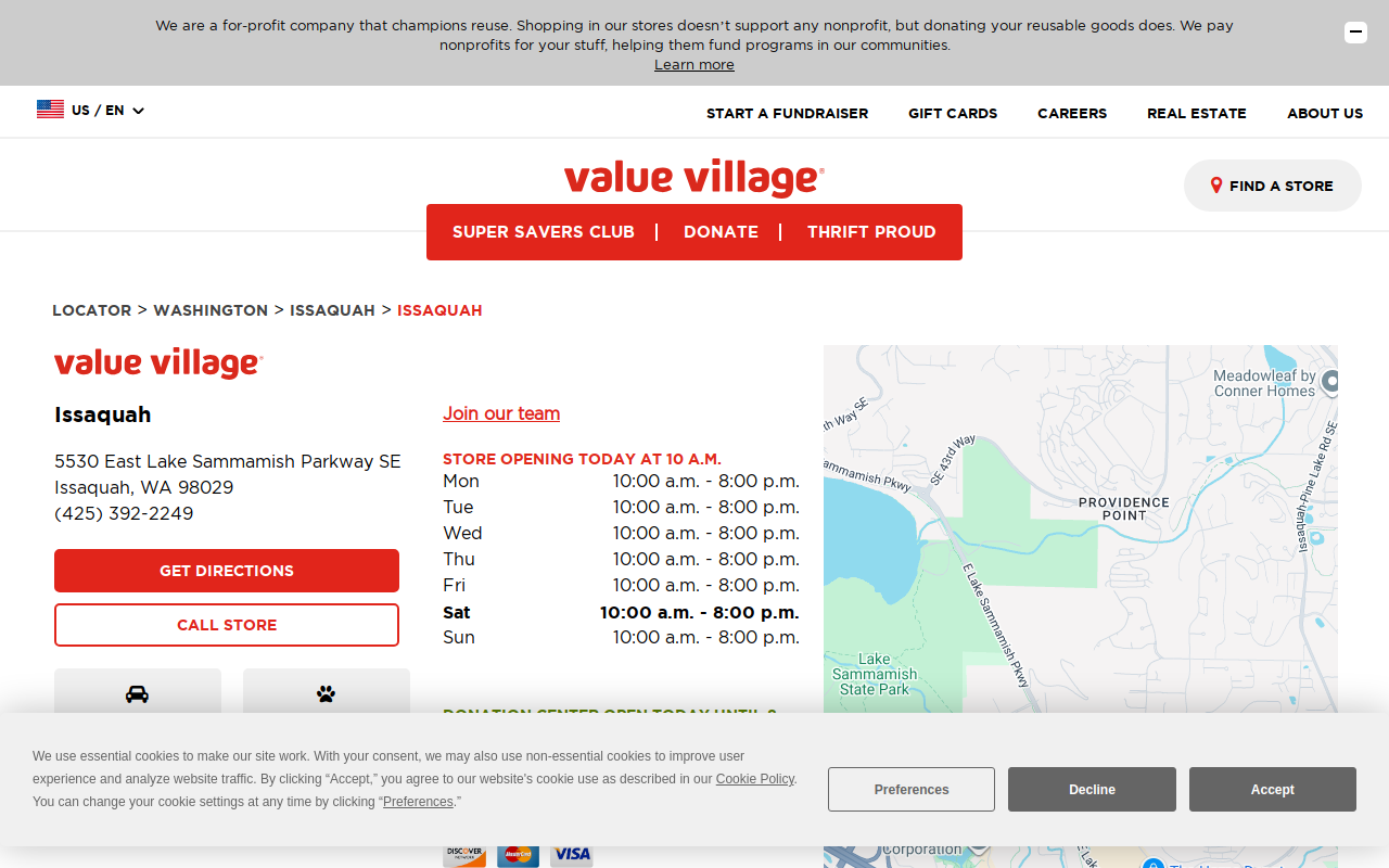 Value Village website preview