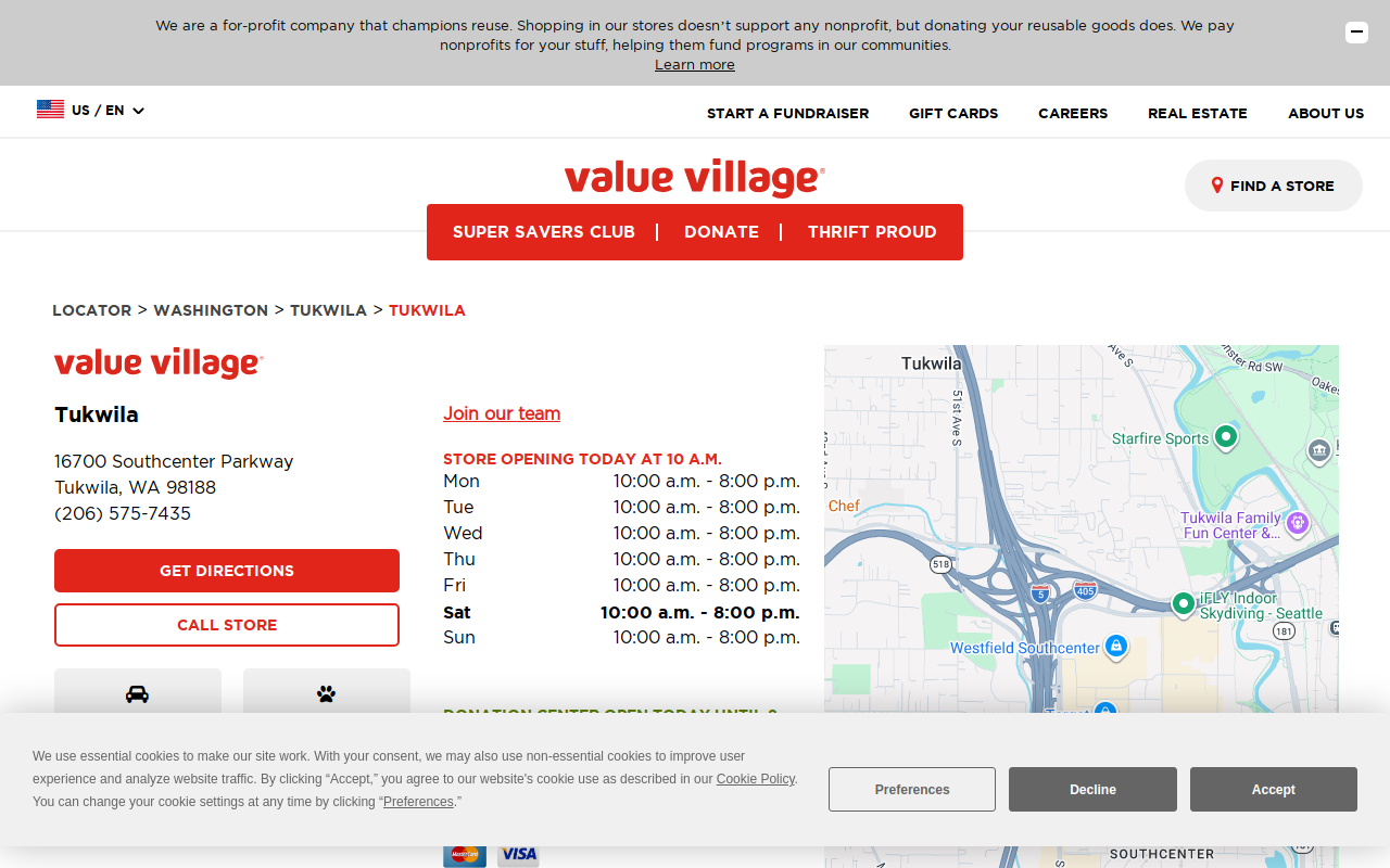 Value Village website preview