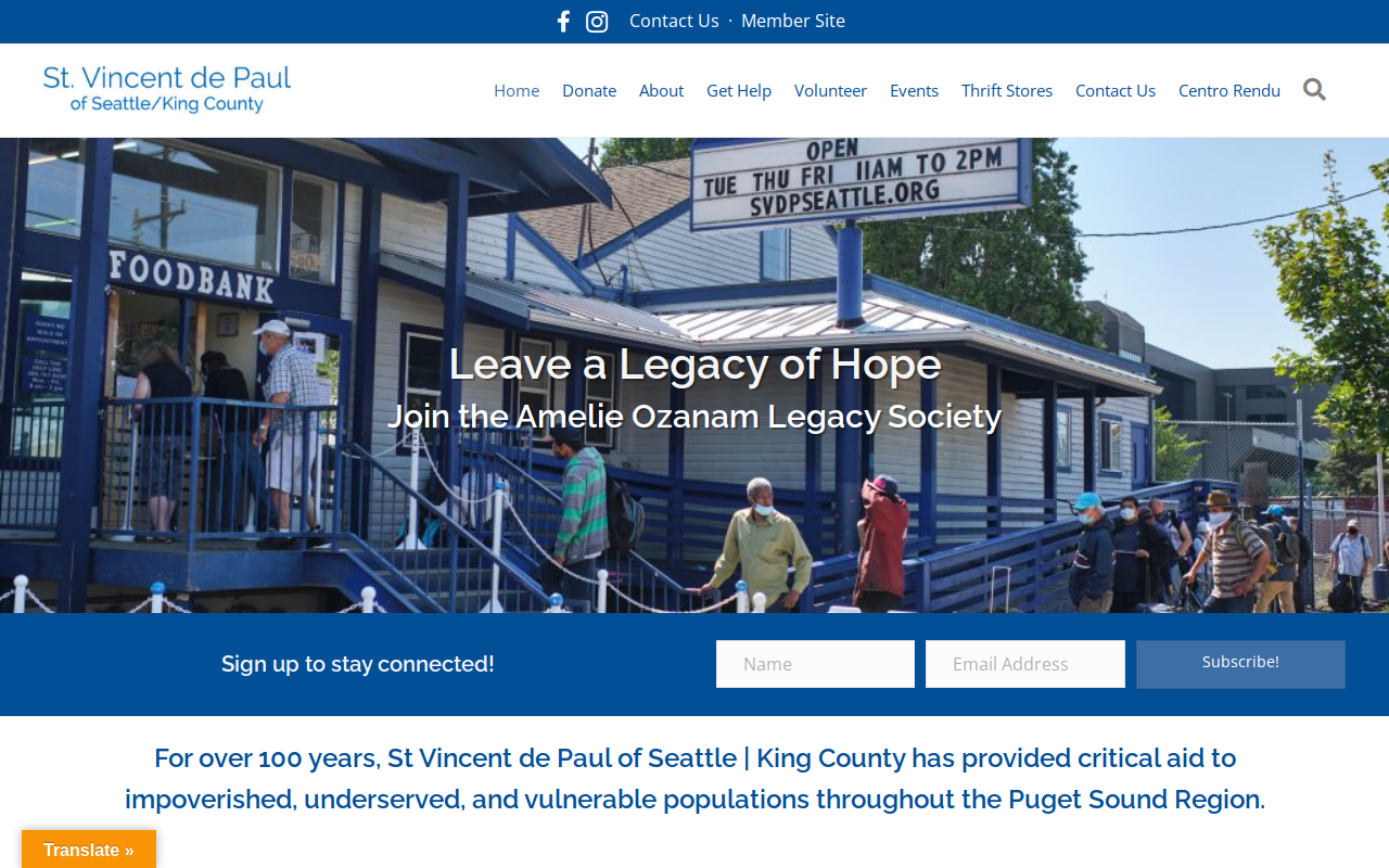 Saint Vincent de Paul Thrift Store website preview