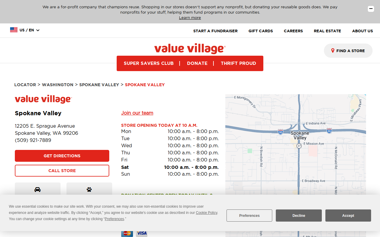 Value Village website preview