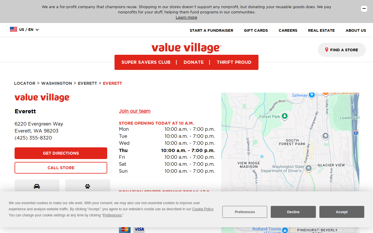 Value Village website preview
