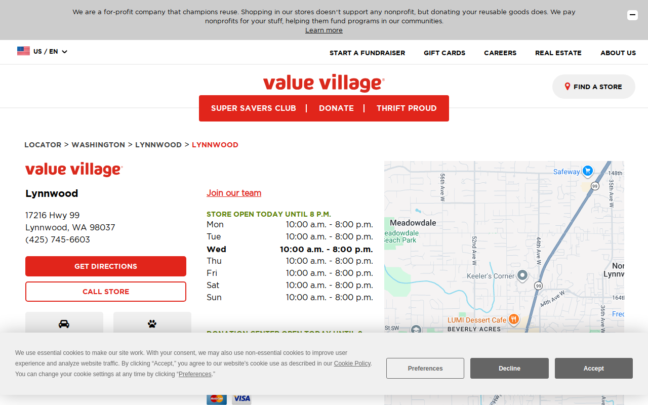 Value Village website preview